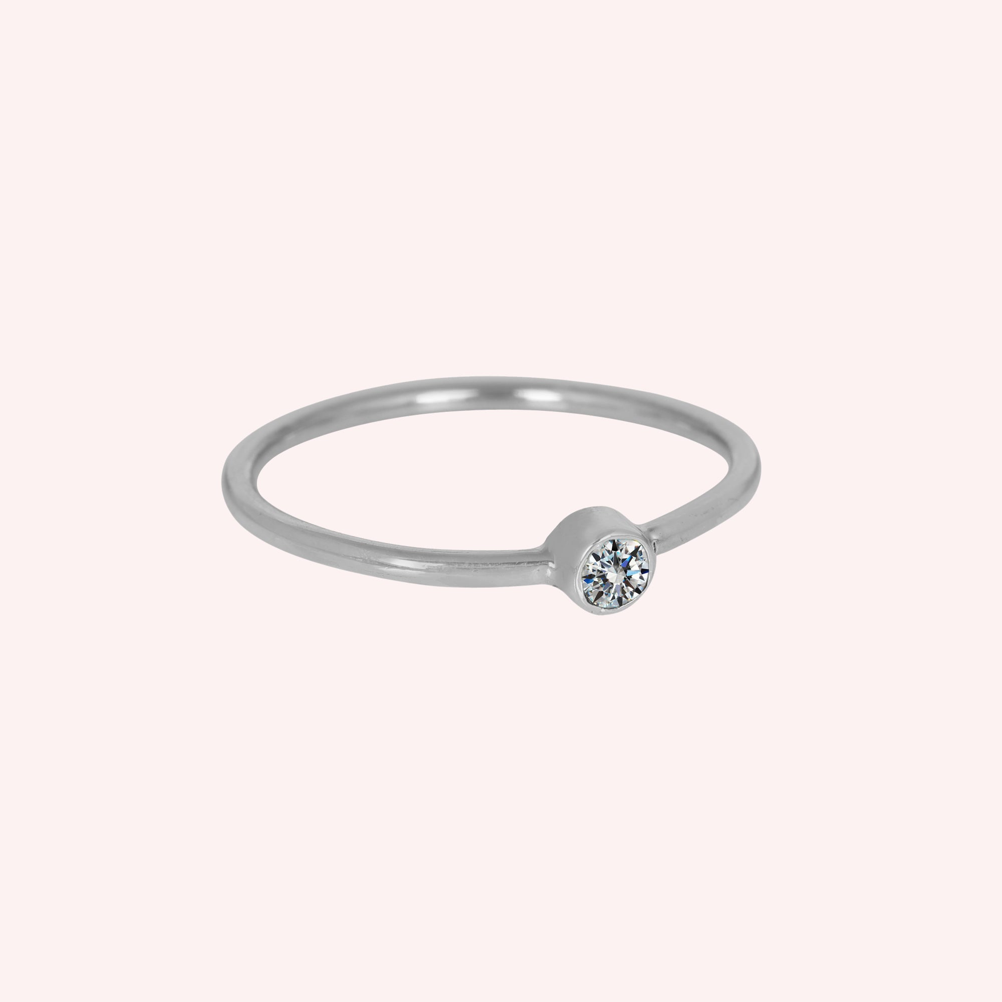 925 Sterling Silver White Topaz April Birthstone Ring