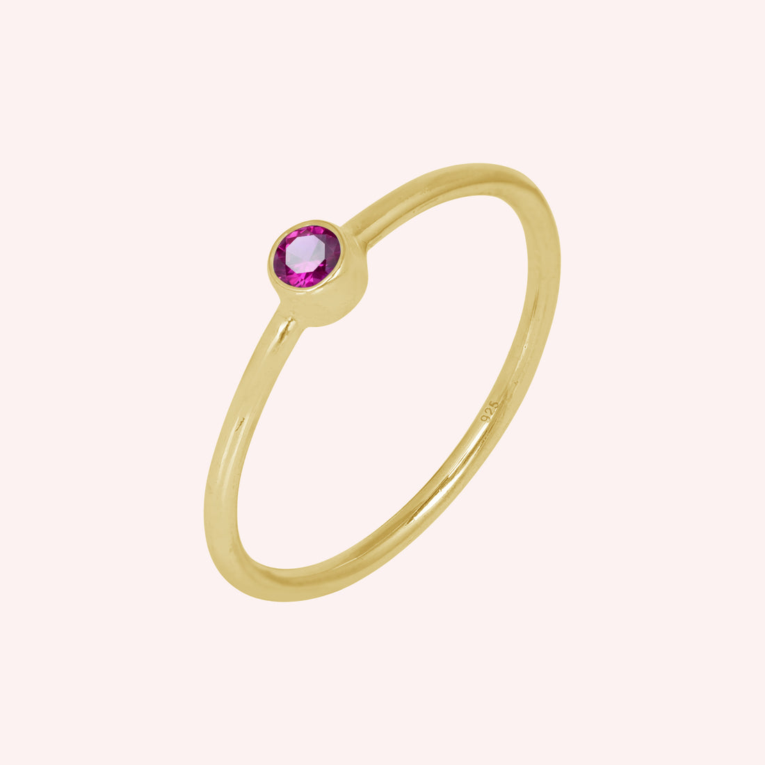 925 Sterling Silver July Birthstone Ruby Dainty Ring