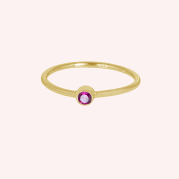 925 Sterling Silver July Birthstone Ruby Dainty Ring