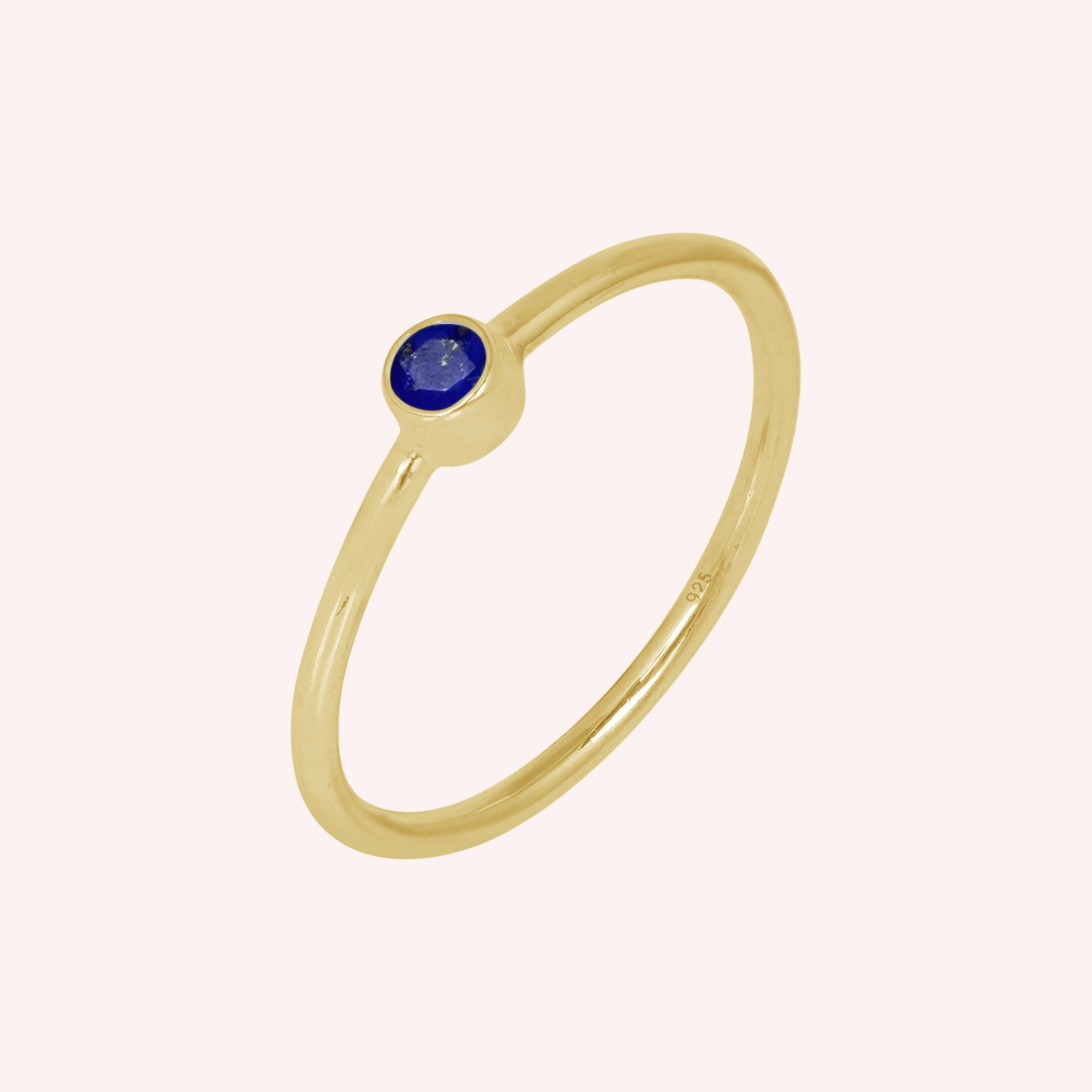 Sapphire Lapis Lazuli Gemstone September Birthstone Ring