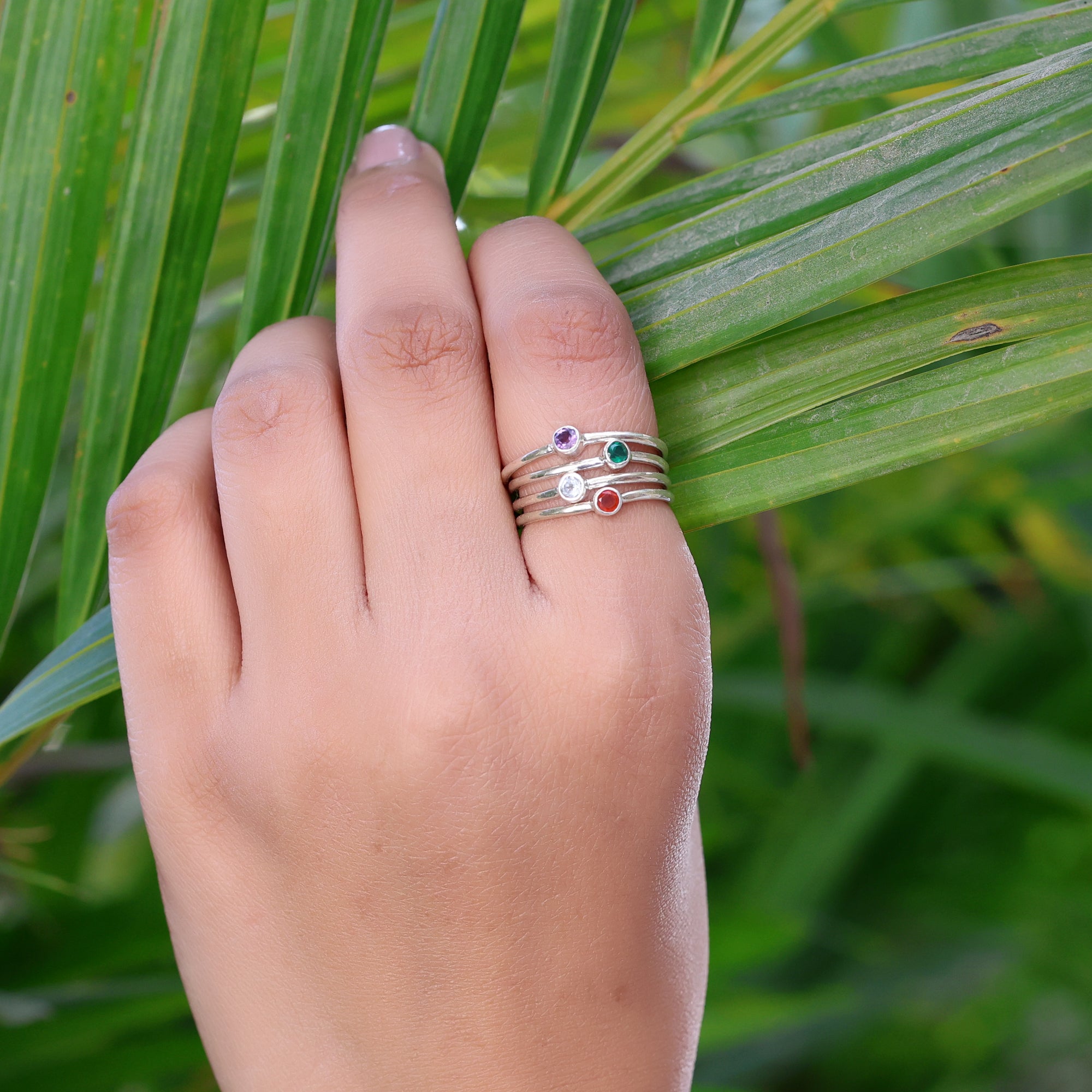Moonstone and Pearl June Birthstone Stacking 925 Silver Ring