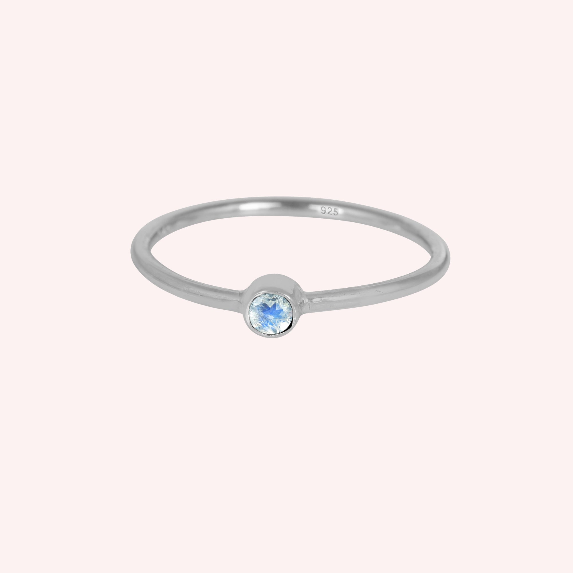 Moonstone and Pearl June Birthstone Stacking 925 Silver Ring