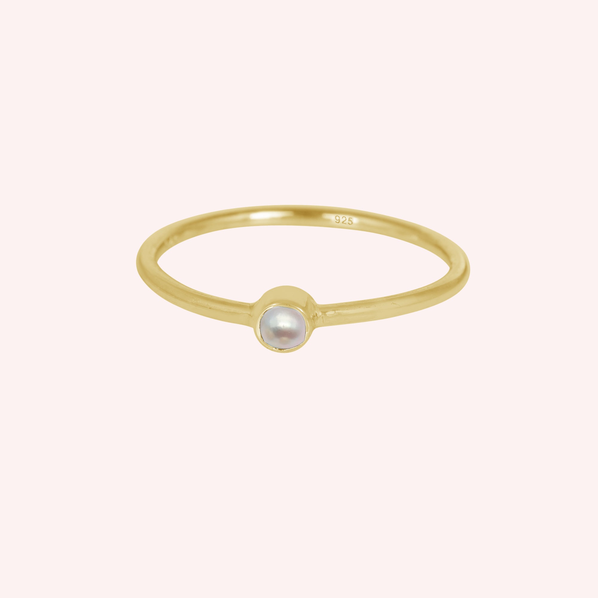 Moonstone and Pearl June Birthstone Stacking 925 Silver Ring