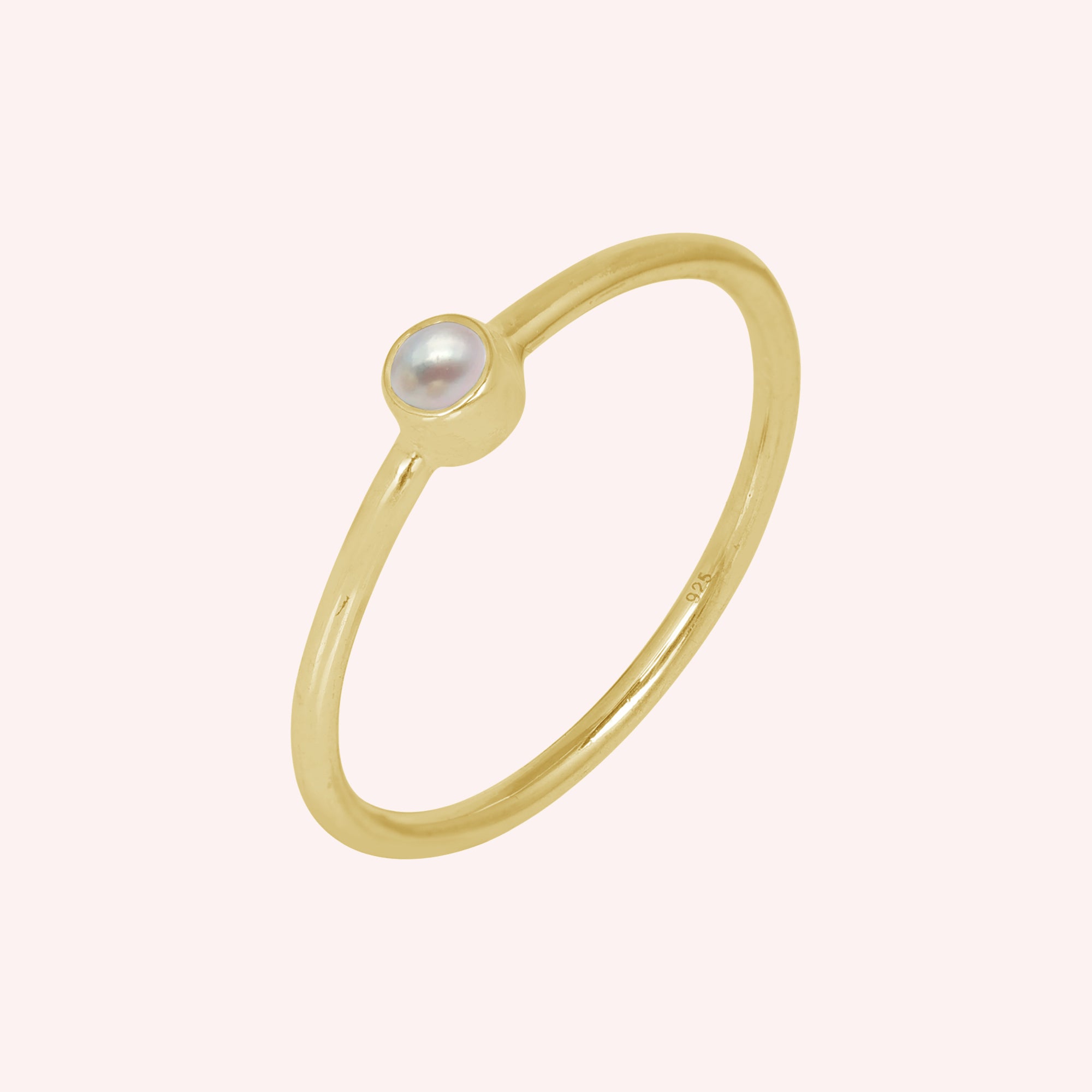 Moonstone and Pearl June Birthstone Stacking 925 Silver Ring