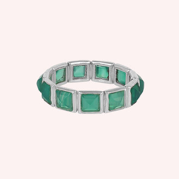 Green Onyx Eternity Ring, 925 Sterling Silver Jewelry