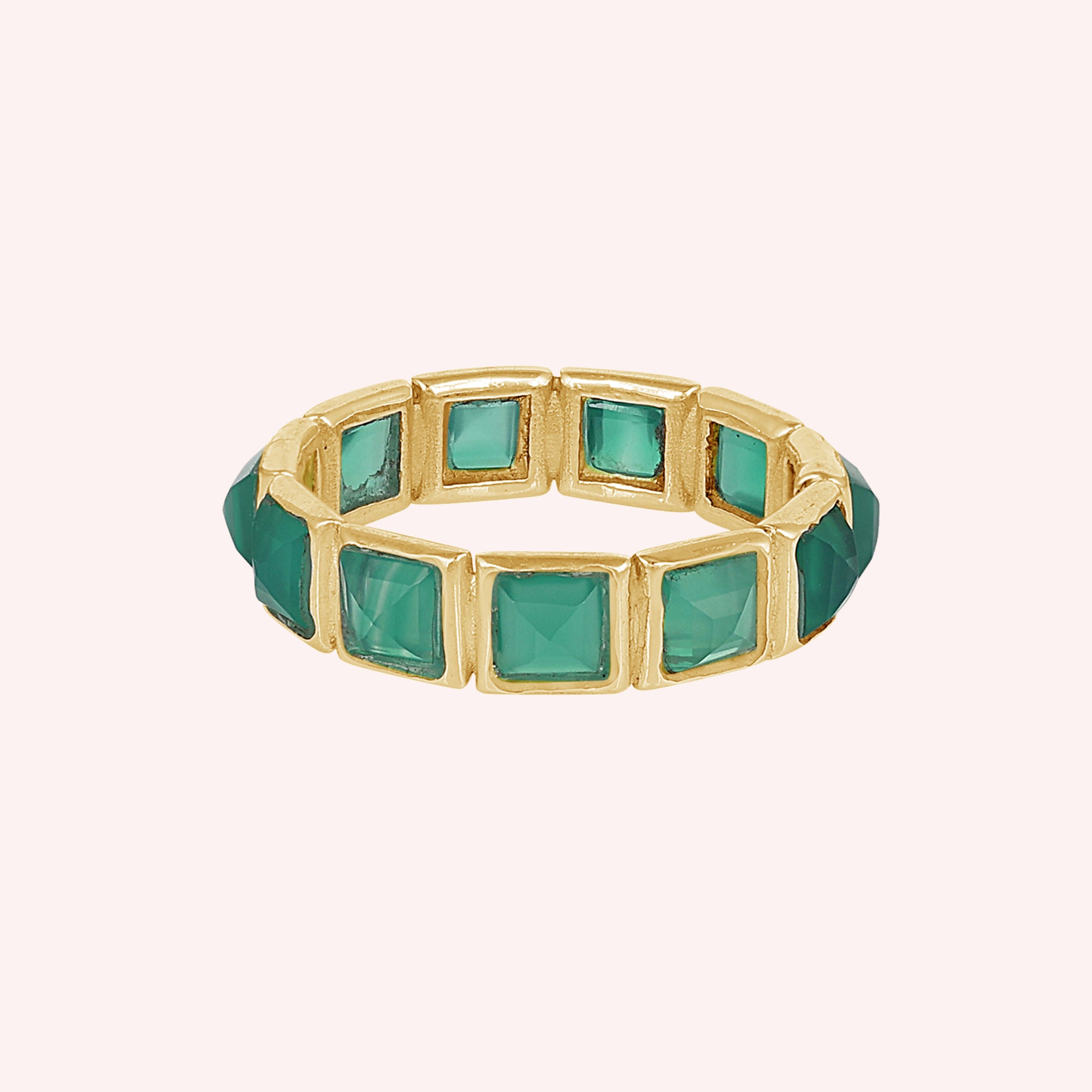 Green Onyx Eternity Ring, 925 Sterling Silver Jewelry