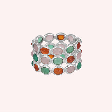 Trio Gemstone Full Eternity Triple Band Ring