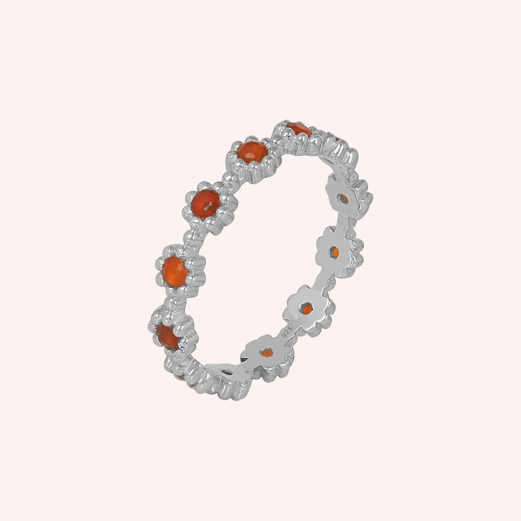 925 Sterling Silver Full Eternity Dainty Flower Ring Jewelry for Women