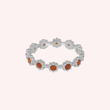 925 Sterling Silver Full Eternity Dainty Flower Ring Jewelry for Women