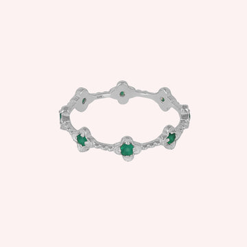Dainty Green Onyx Flower Eternity Ring Jewelry for Women
