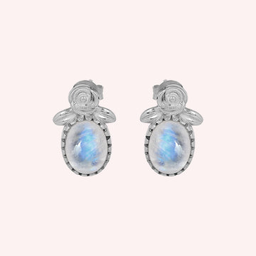 Rainbow Moonstone Stud Earrings