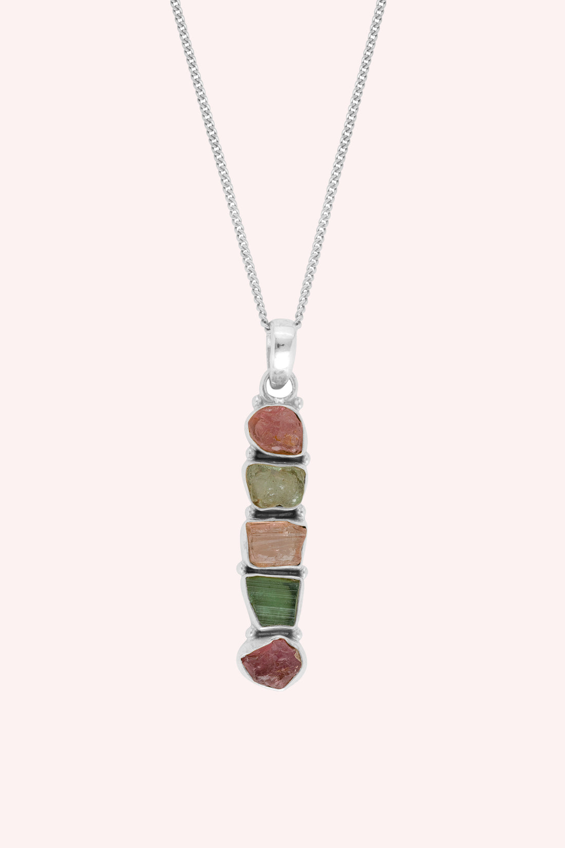 925 Sterling Silver Multi Tourmaline Pendant