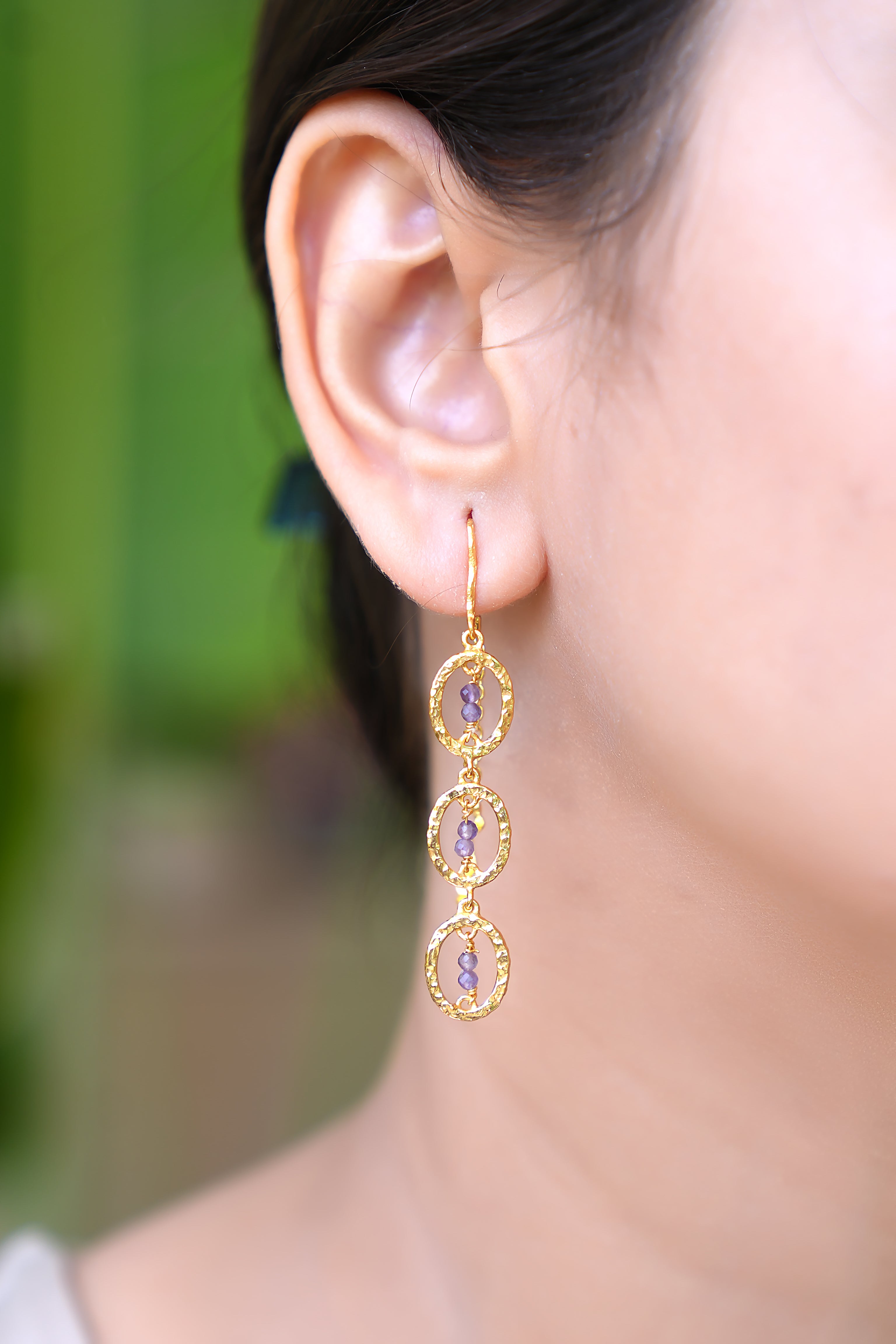 925 Sterling Silver Amethyst Dangle Earrings for Women