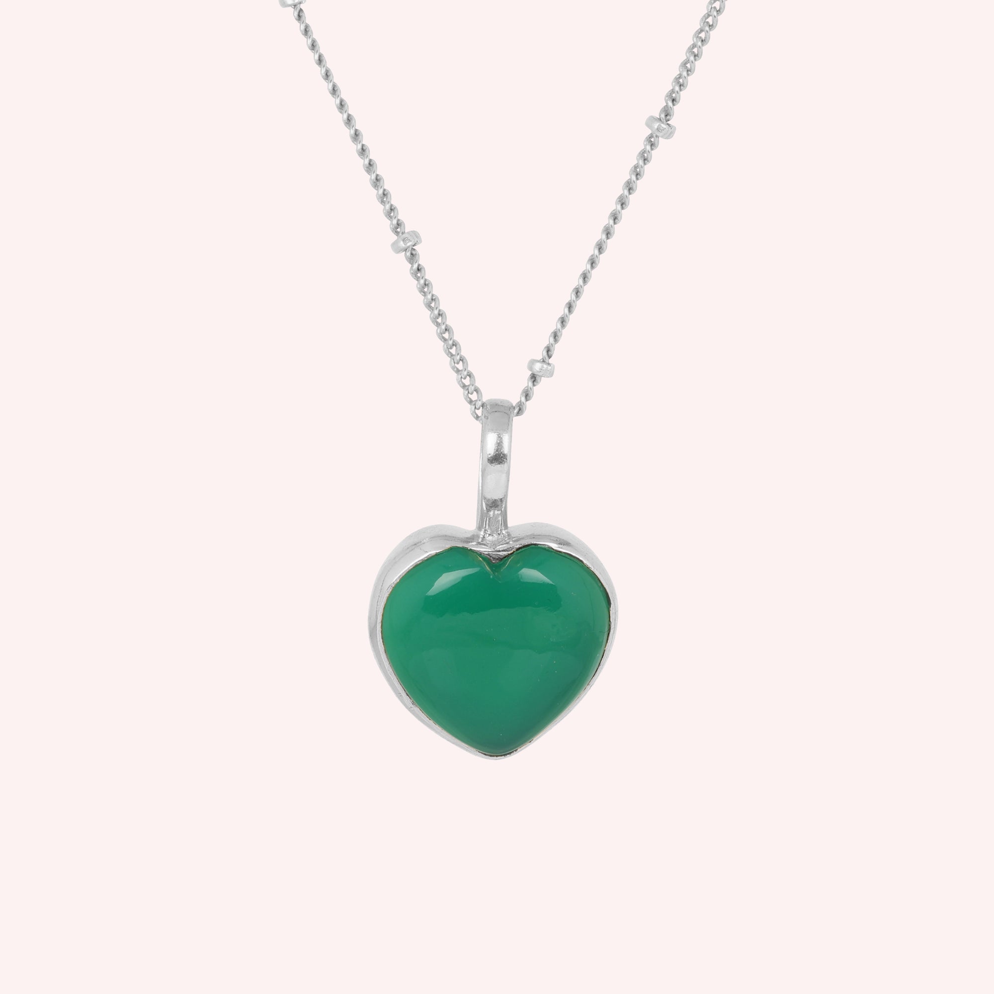 Green Onyx Heart Necklace Jewelry for Women