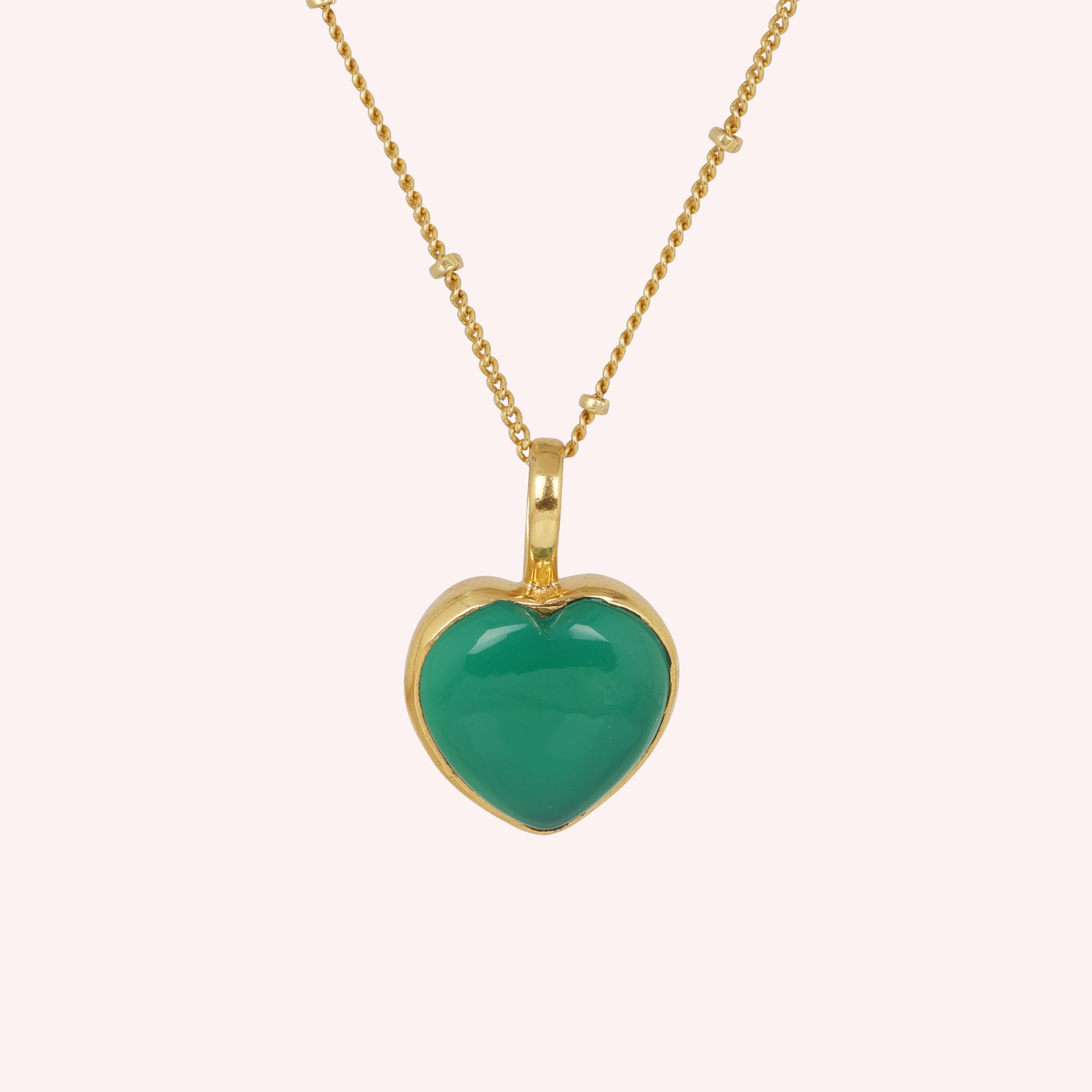 Green Onyx Heart Necklace Jewelry for Women