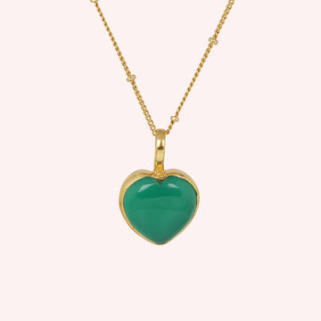 Green Onyx Heart Necklace Jewelry for Women