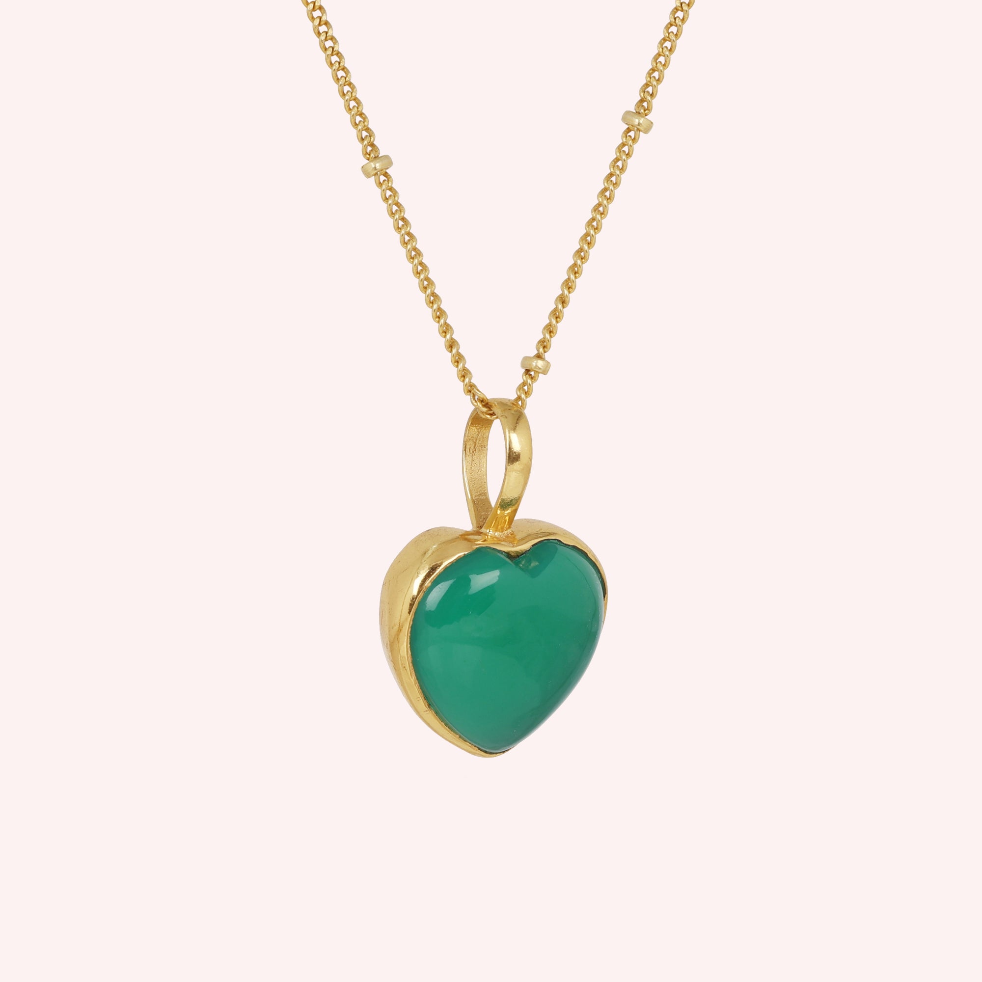 Green Onyx Heart Necklace Jewelry for Women