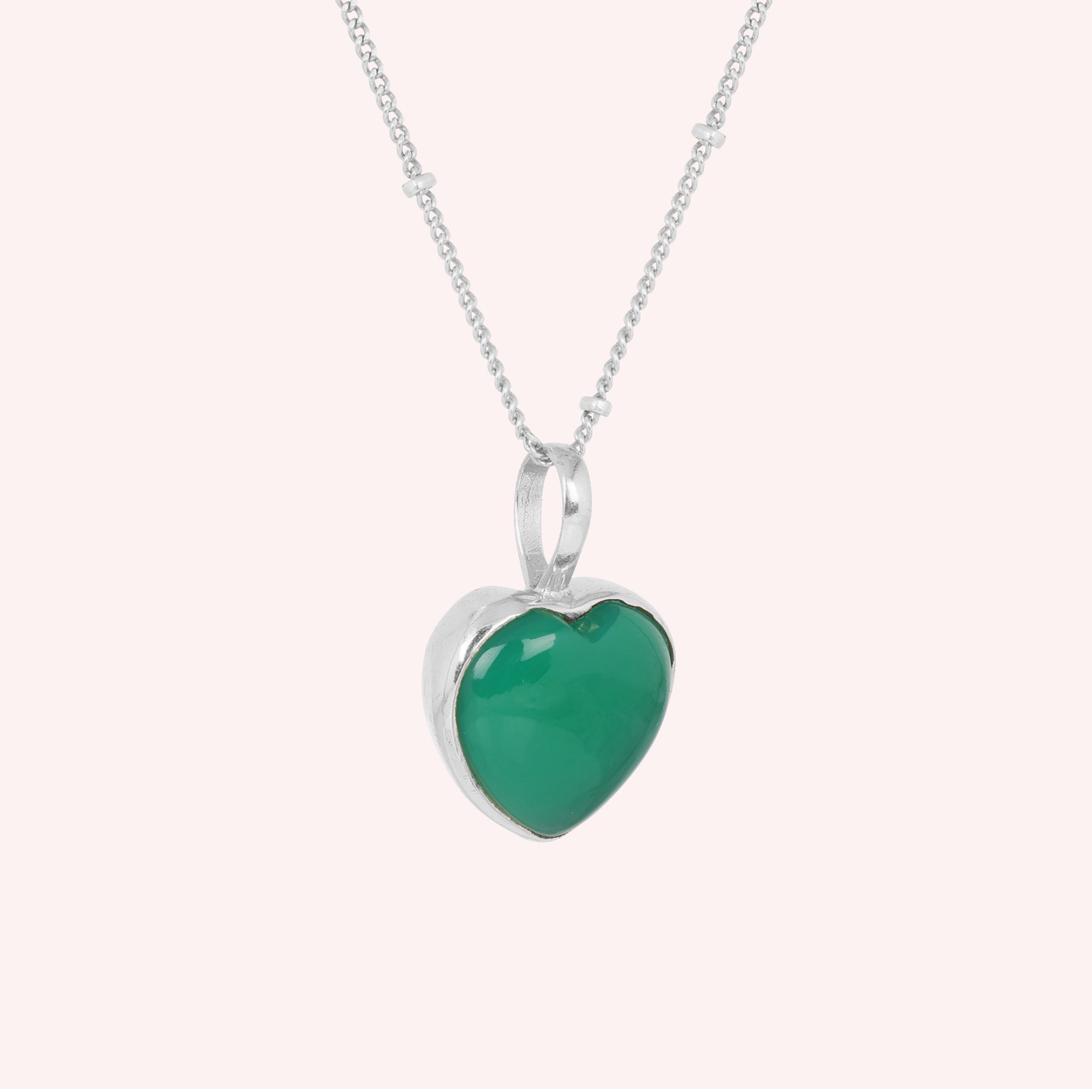 Green Onyx Heart Necklace Jewelry for Women