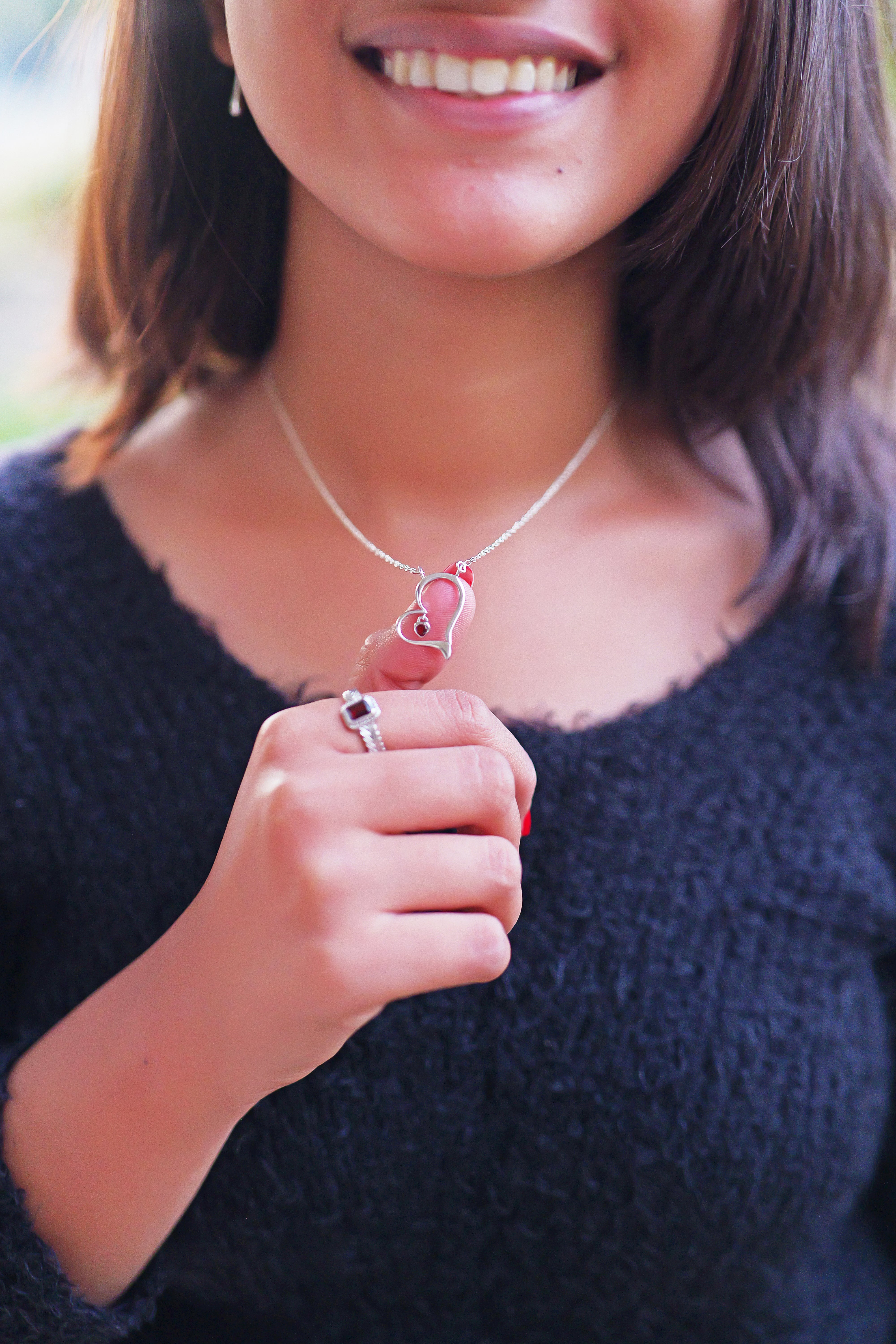925 Sterling Silver Heart Necklace With Garnet Charm