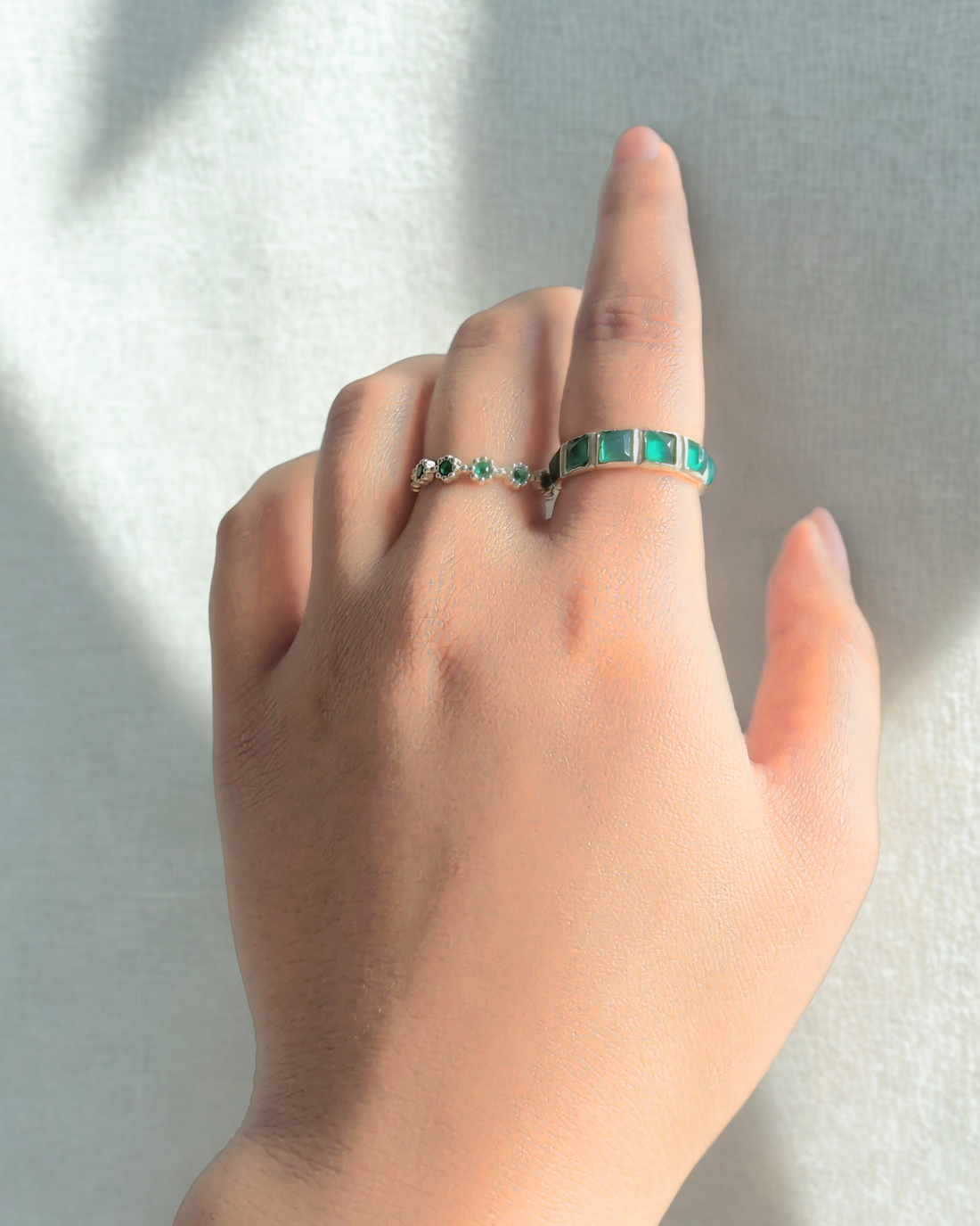 Green Onyx Eternity Ring, 925 Sterling Silver Jewelry
