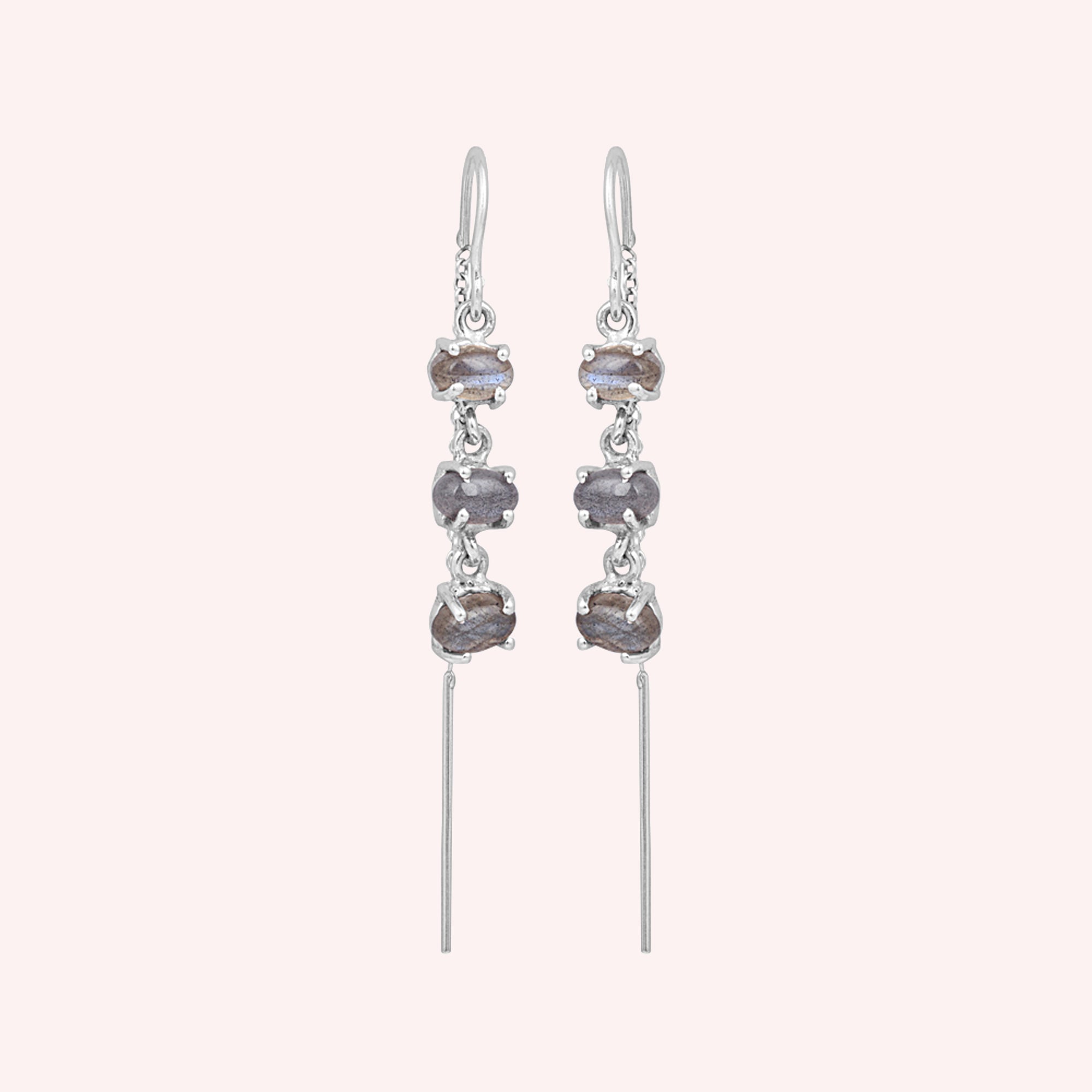 925 Sterling Silver Labradorite Threader Earrings for Women
