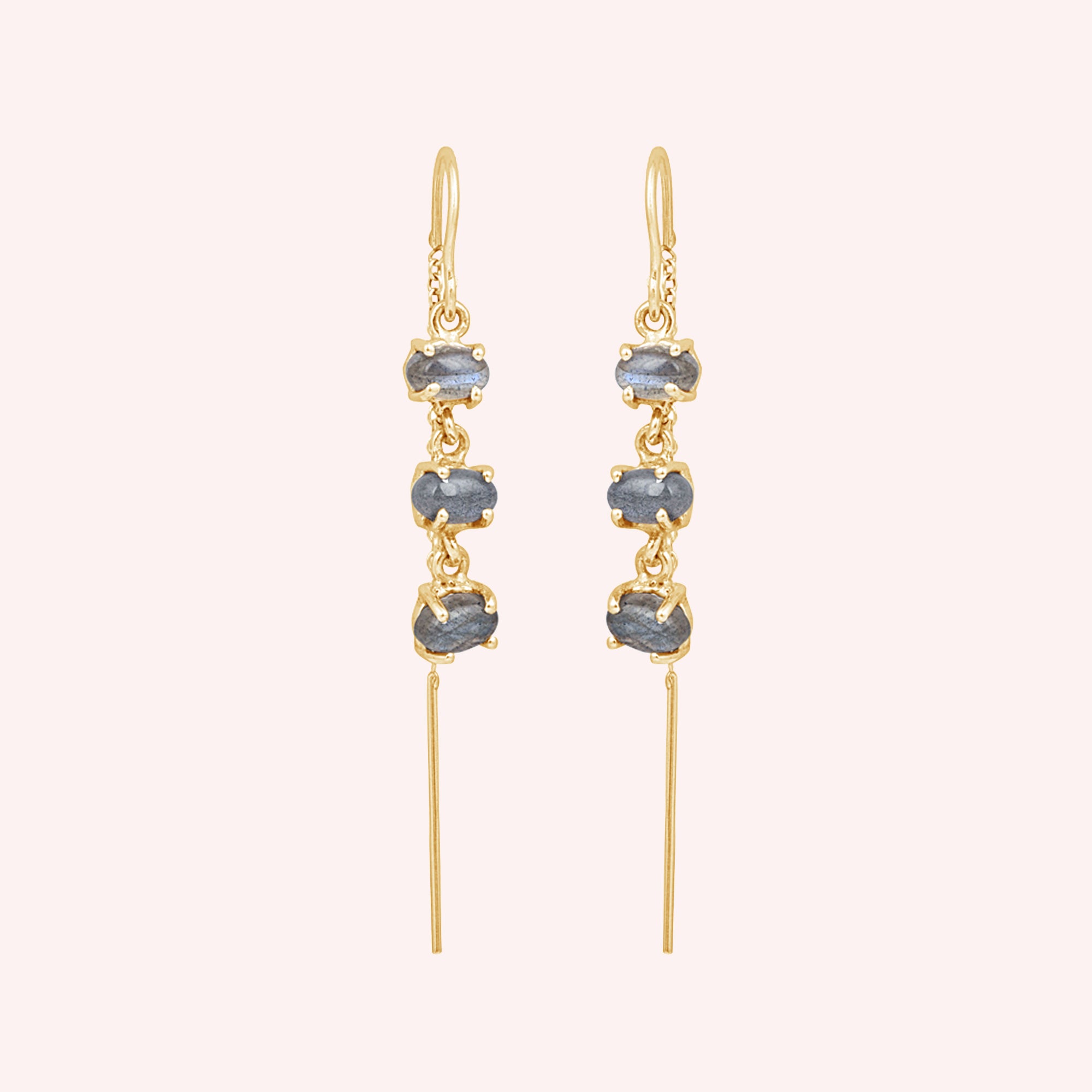 925 Sterling Silver Labradorite Threader Earrings for Women