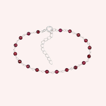 925 Sterling Silver Garnet Beads Bracelet