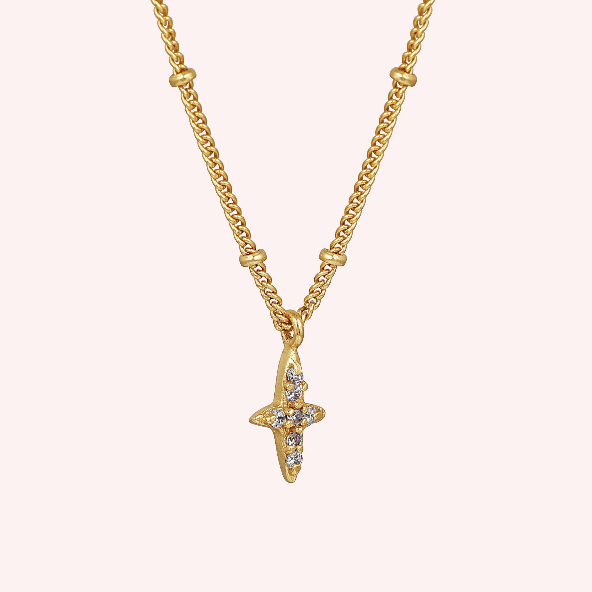 Sterling Silver CZ Cross Pendant Necklace