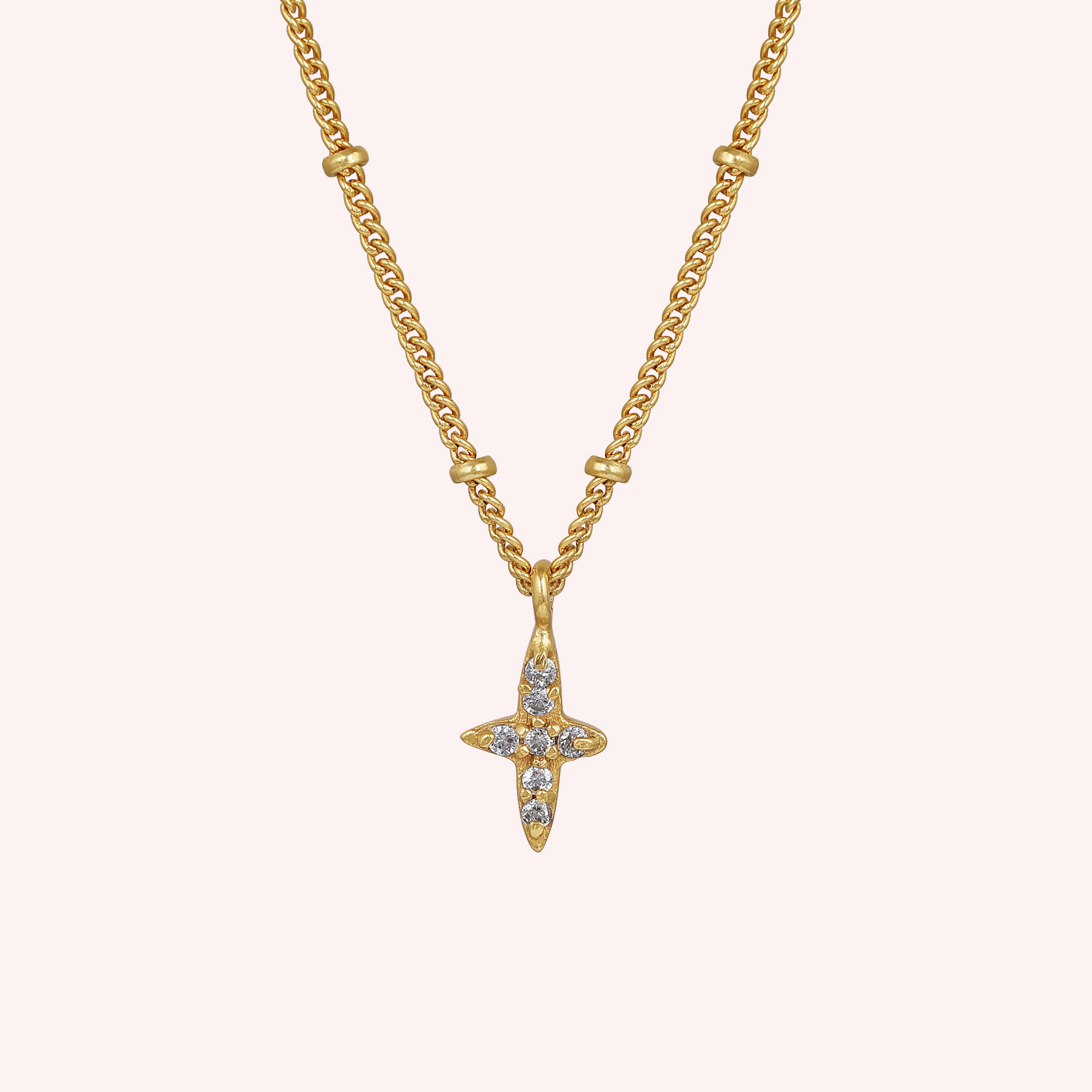 Sterling Silver CZ Cross Pendant Necklace