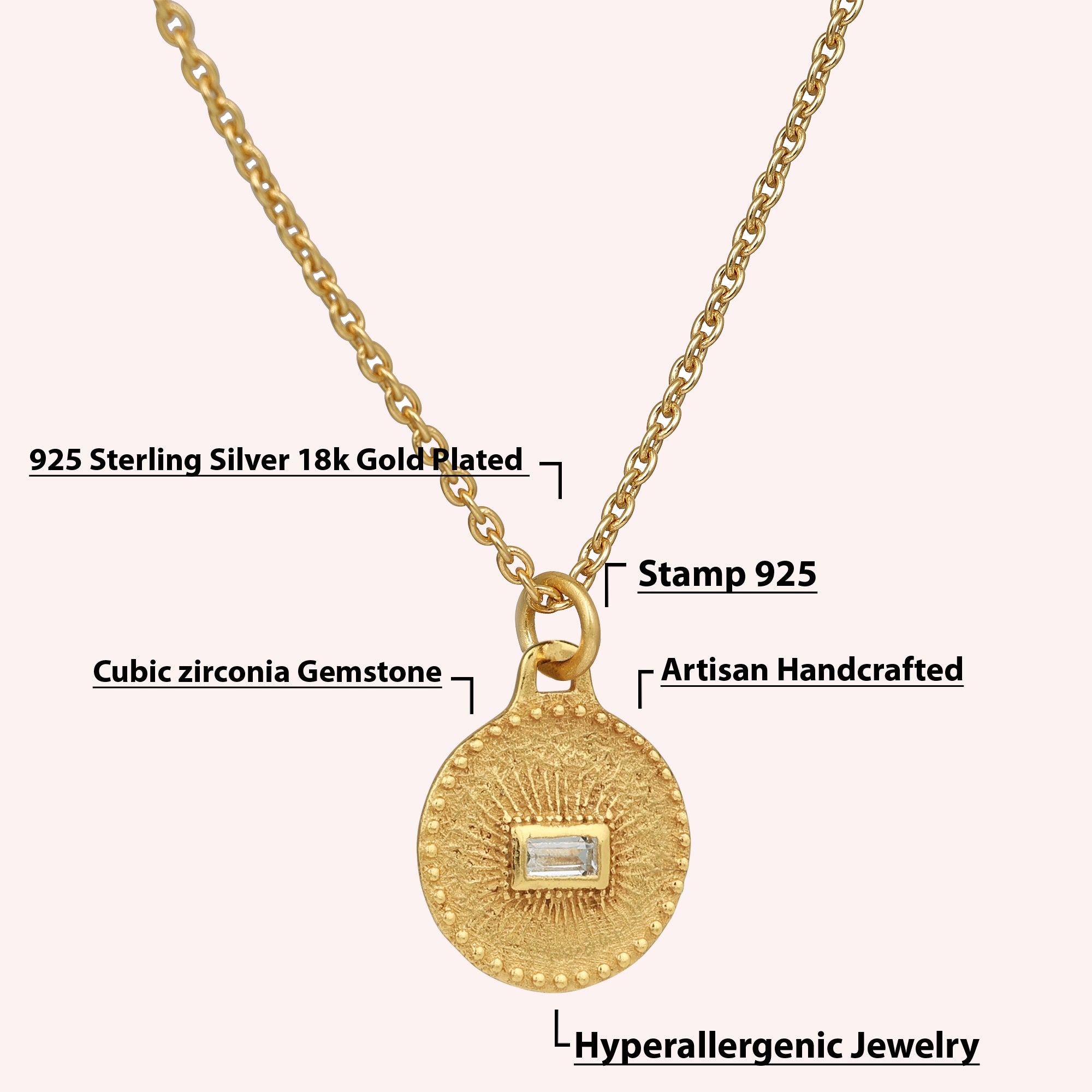 Round Pendant Crystal Necklace