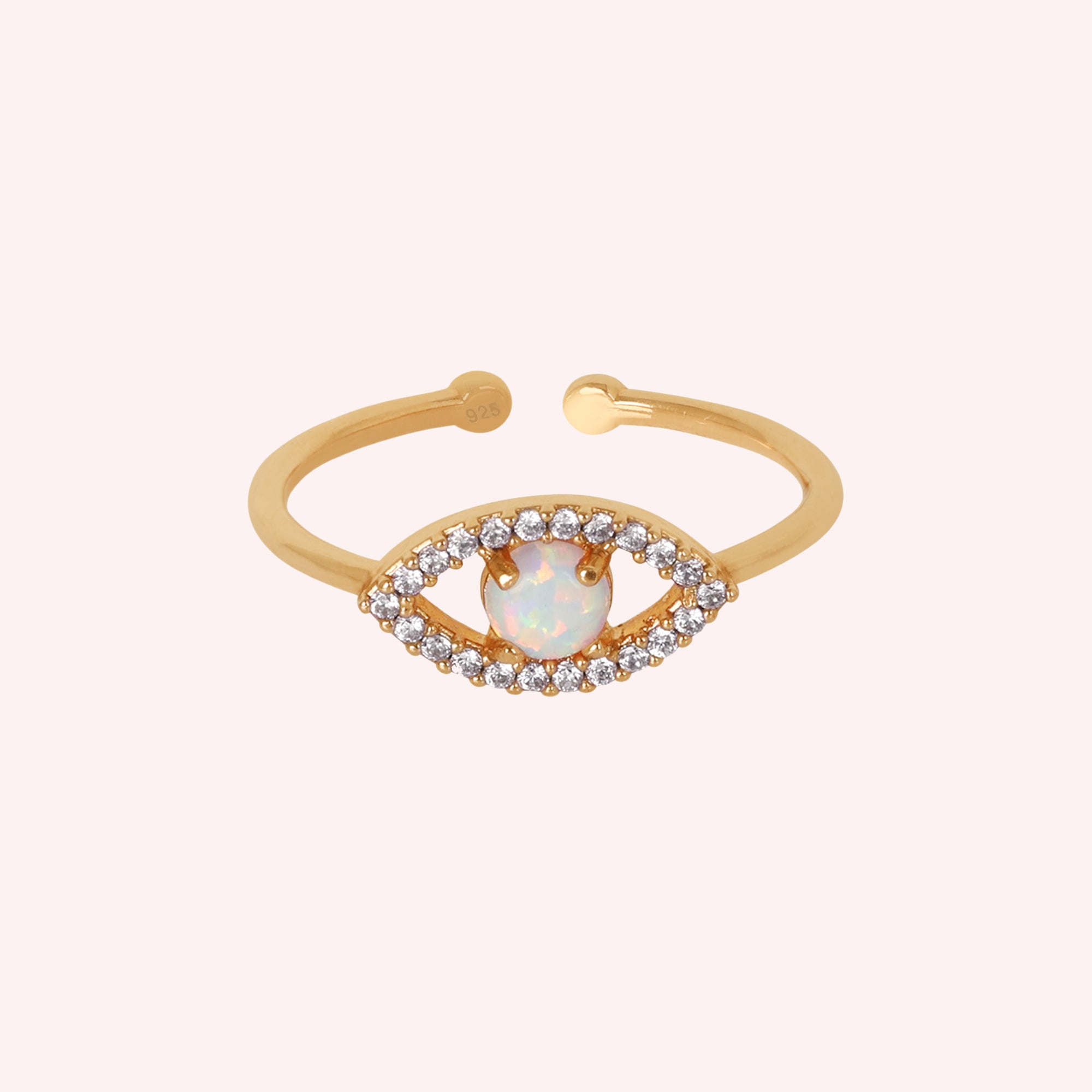 925 Sterling Silver Evil Eye Opal & Zircon Ring for Women