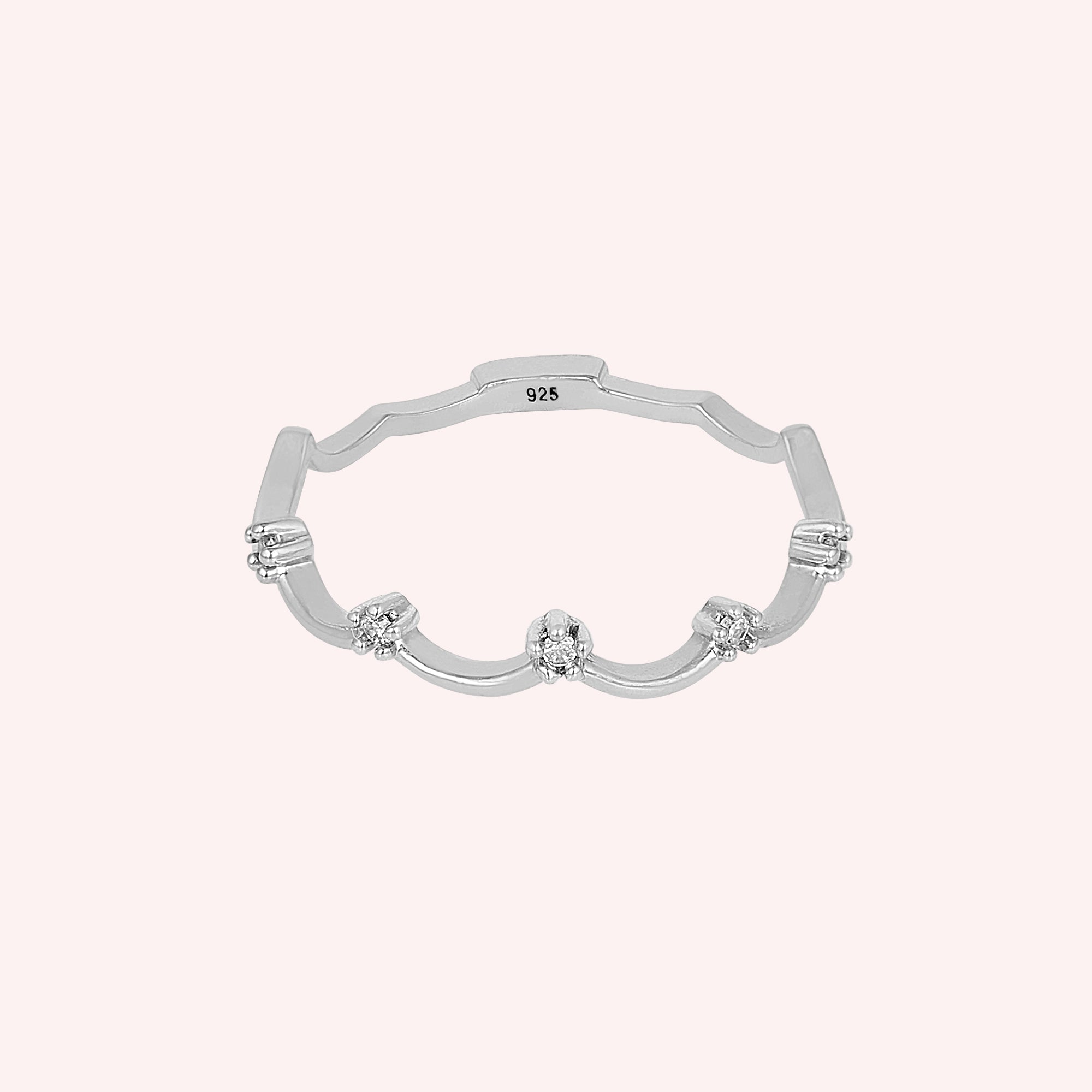Delicate Wavy Cubic Zirconia in 925 Sterling Silver