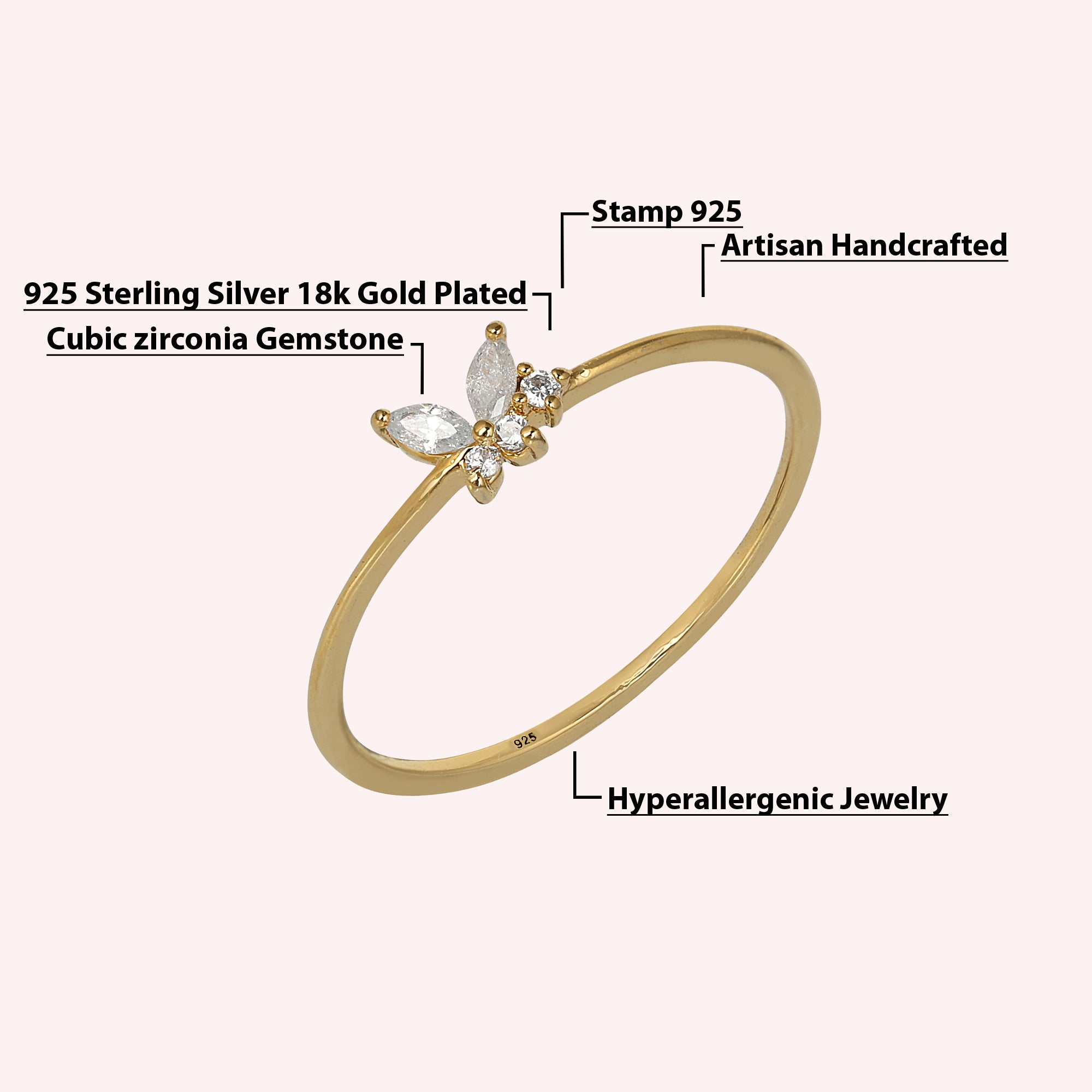 Elegant CZ Stone Ring in 925 Sterling Silver