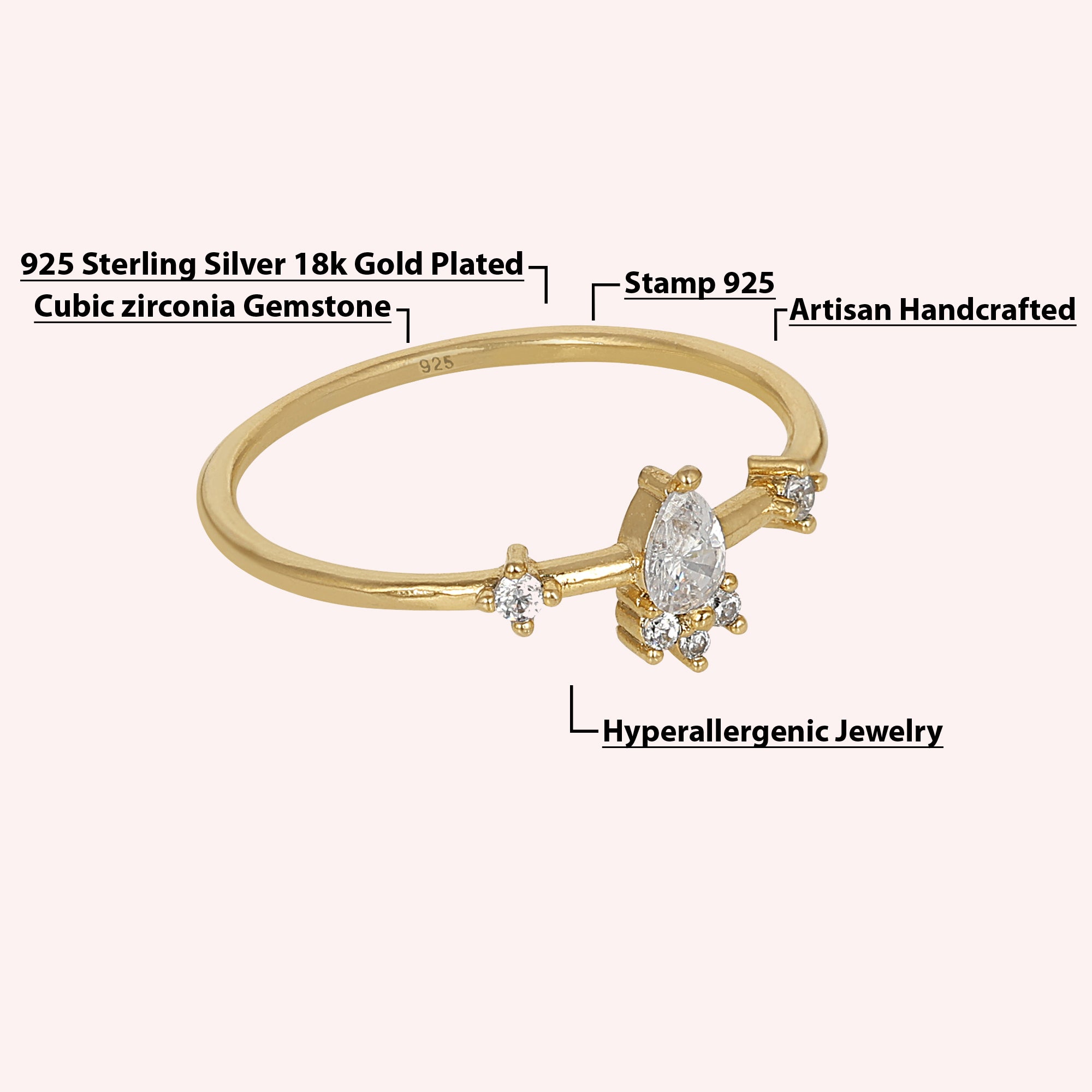 925 Sterling Silver CZ Dainty Ring
