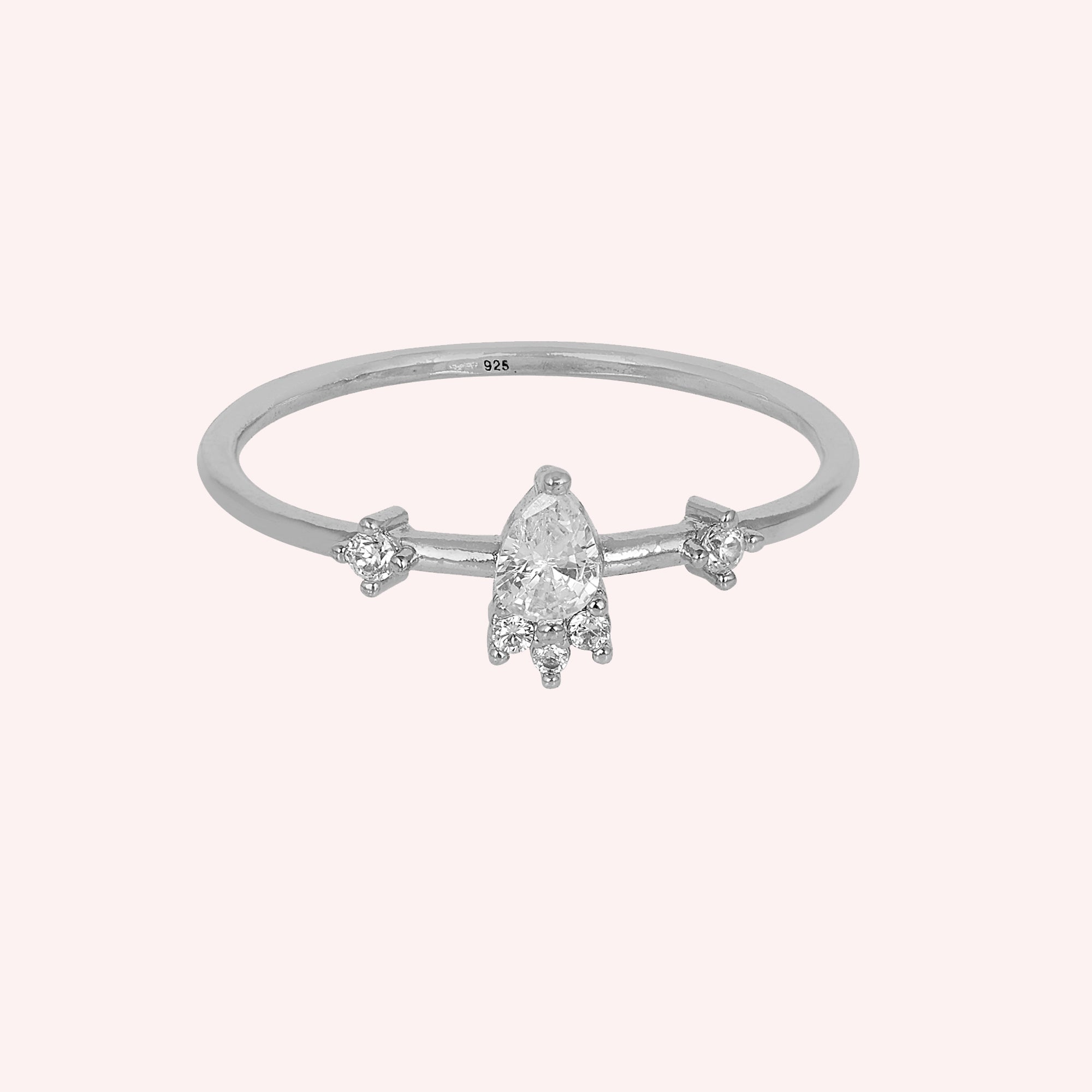 925 Sterling Silver CZ Dainty Ring