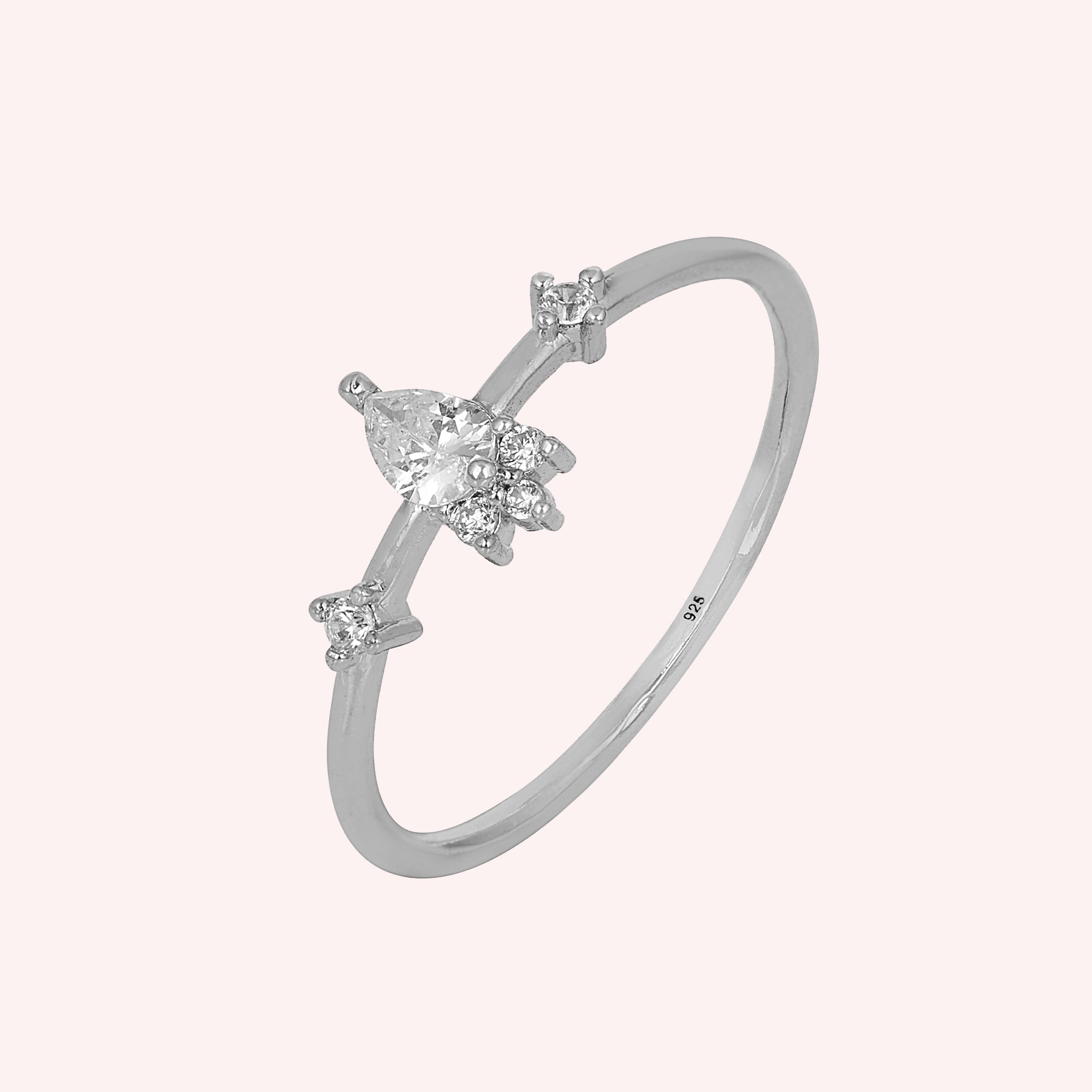 925 Sterling Silver CZ Dainty Ring