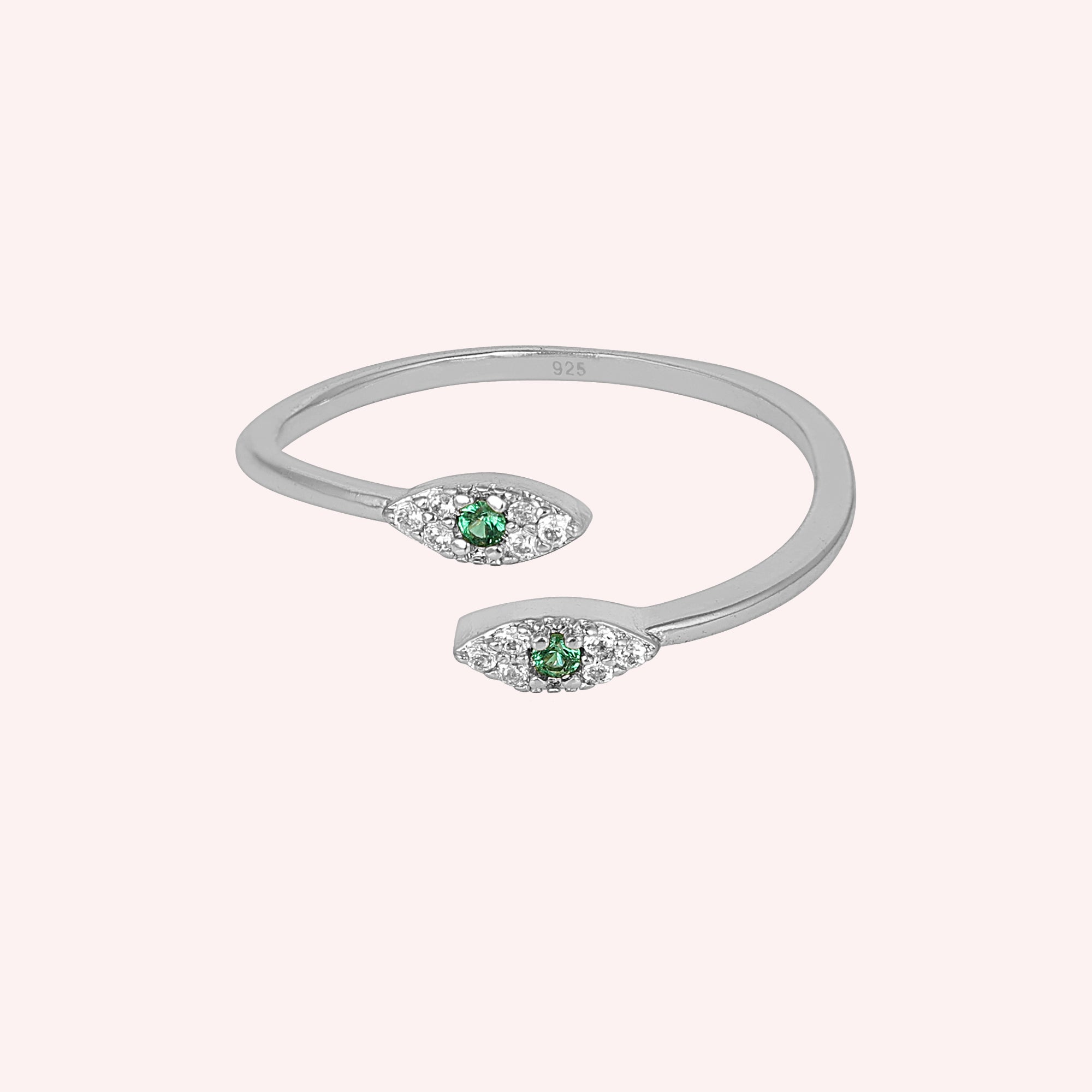 Radiant Green Onyx CZ Stone Ring in 925 Sterling Silver