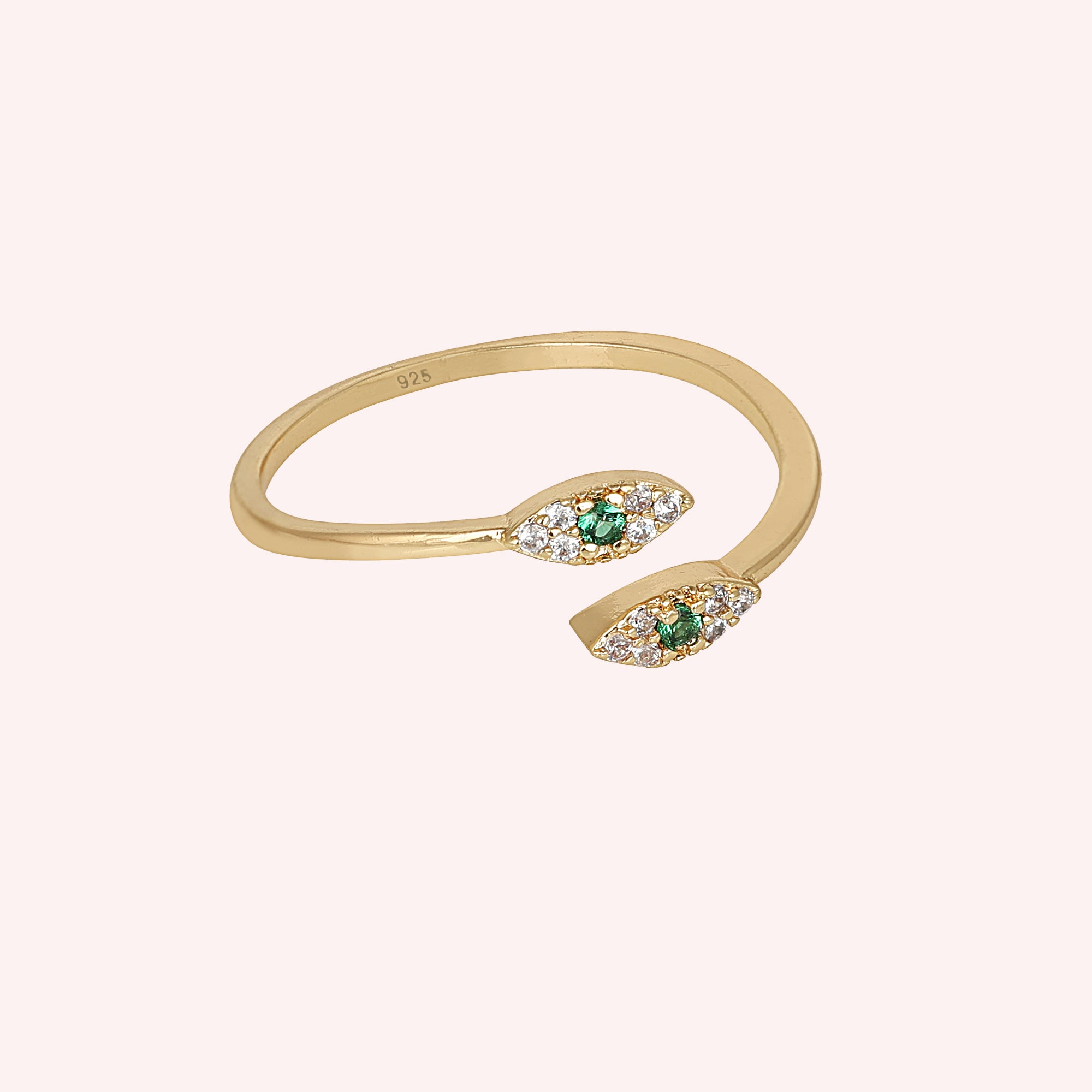 Radiant Green Onyx CZ Stone Ring in 925 Sterling Silver