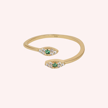 Radiant Green Onyx CZ Stone Ring in 925 Sterling Silver