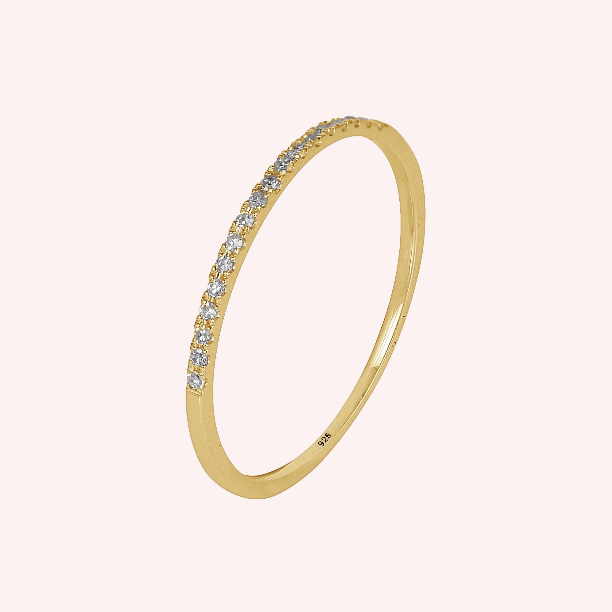 925 Sterling Silver Half Eternity Stackable Minimalist Zircon Ring