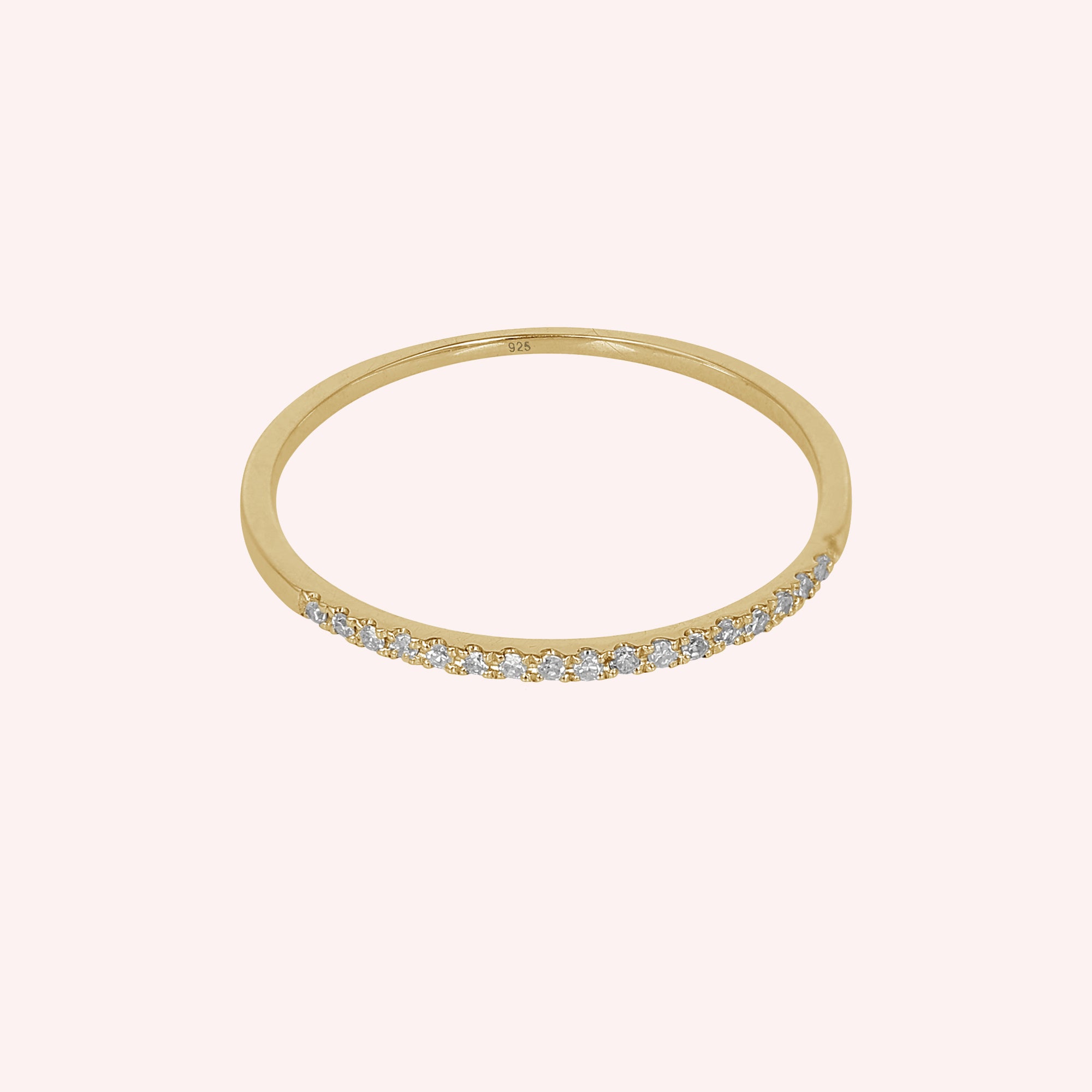 925 Sterling Silver Half Eternity Stackable Minimalist Zircon Ring