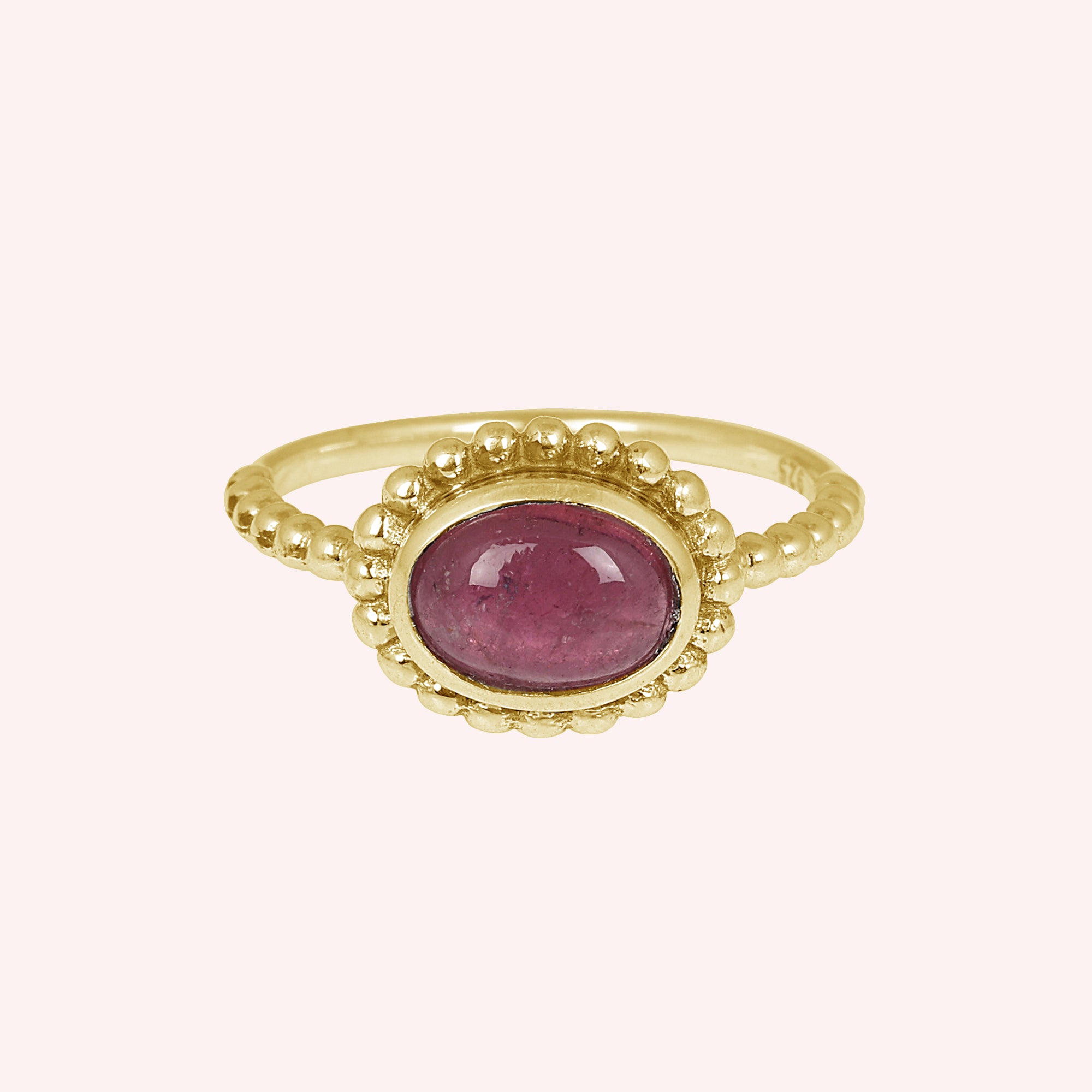 Natural Pink Tourmaline Dotted Band Ring