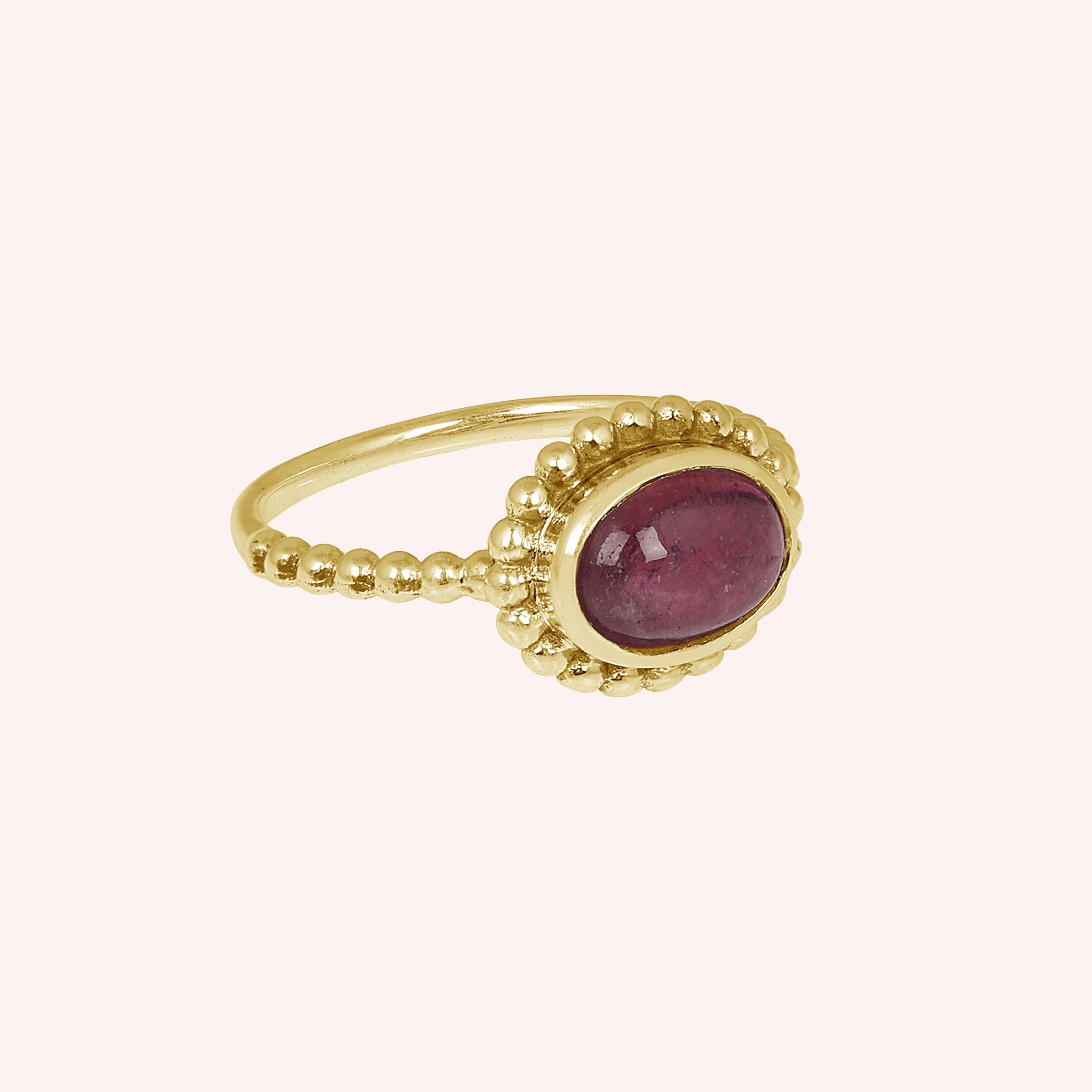 Natural Pink Tourmaline Dotted Band Ring