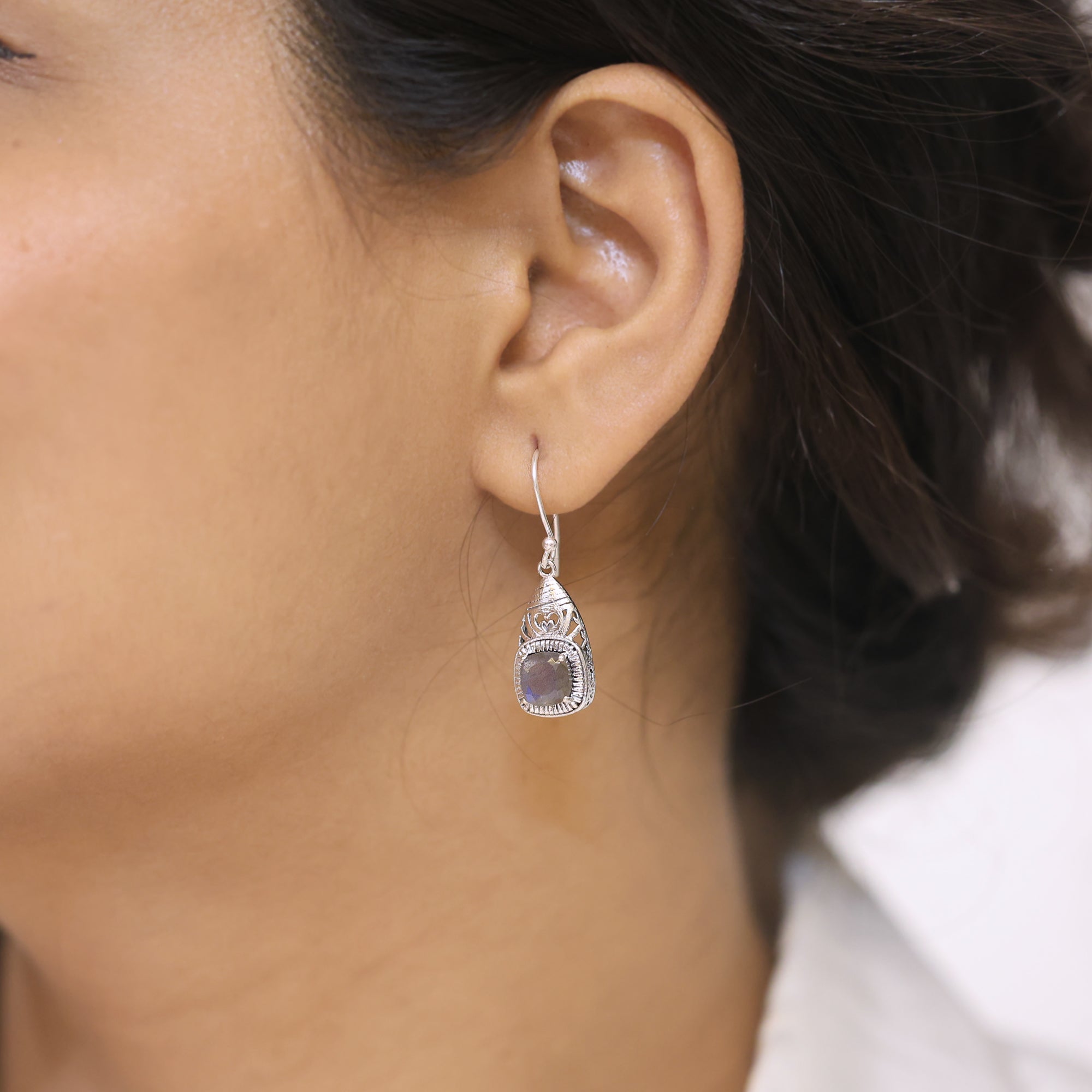 925 Sterling Silver Natural Gemstone Dangle Earring