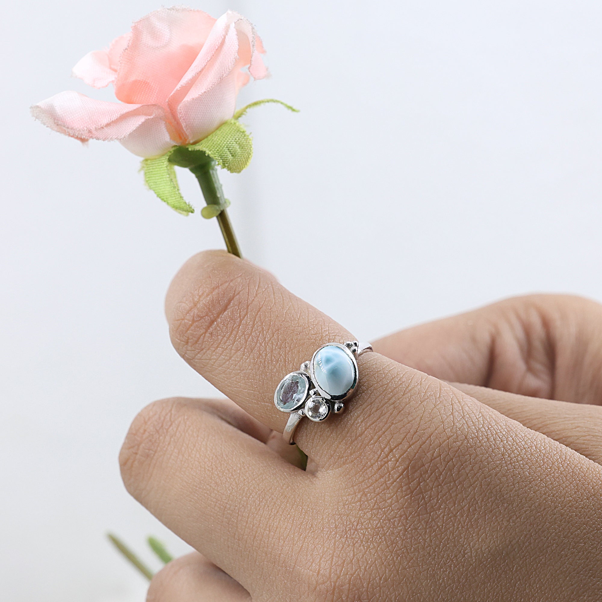 925 Sterling Silver Trio Gemstone Ring