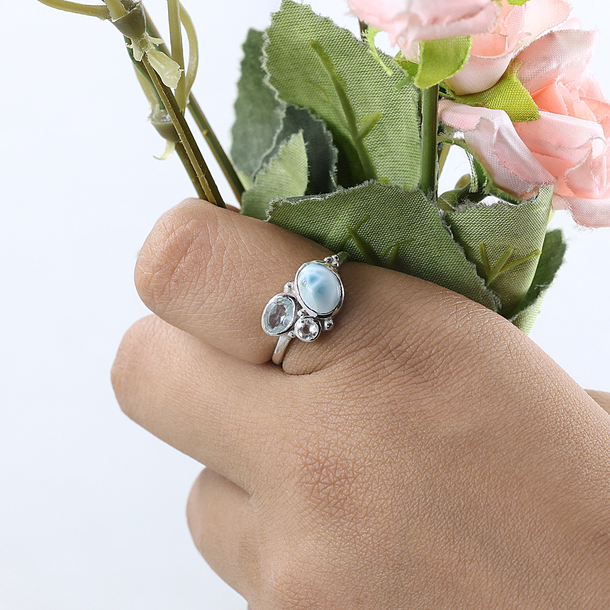 925 Sterling Silver Trio Gemstone Ring