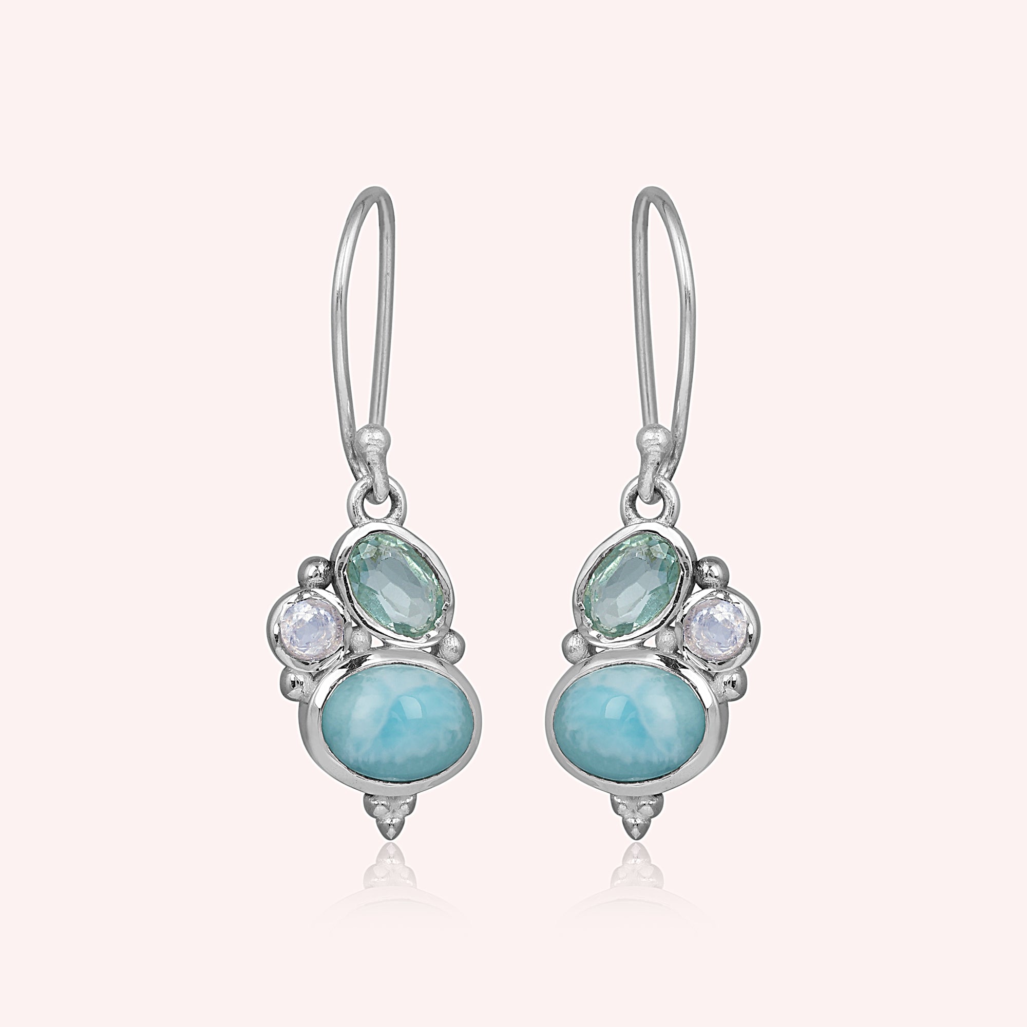 925 Sterling Silver Trio Gemstone Earring