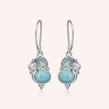 925 Sterling Silver Trio Gemstone Earring