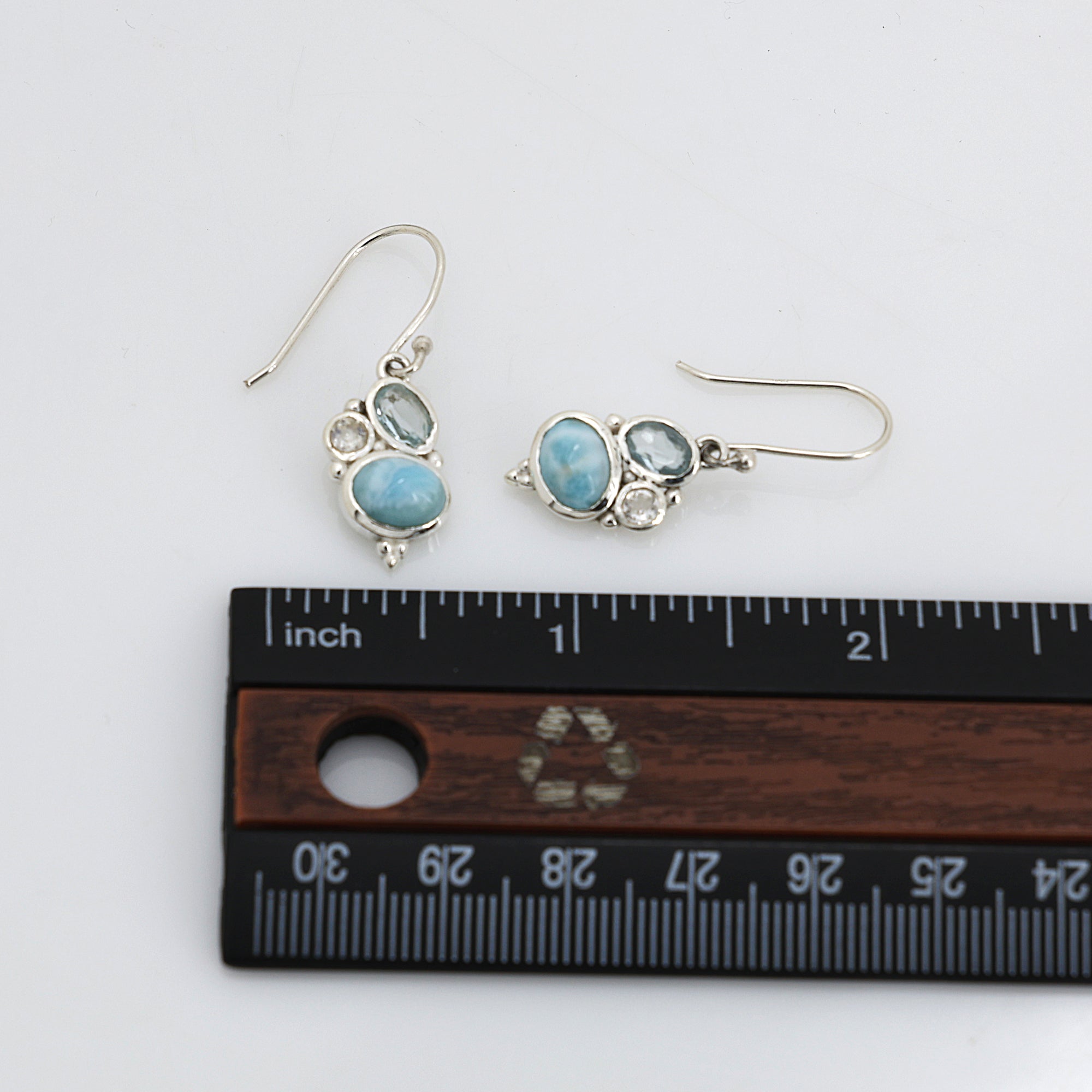 925 Sterling Silver Trio Gemstone Earring