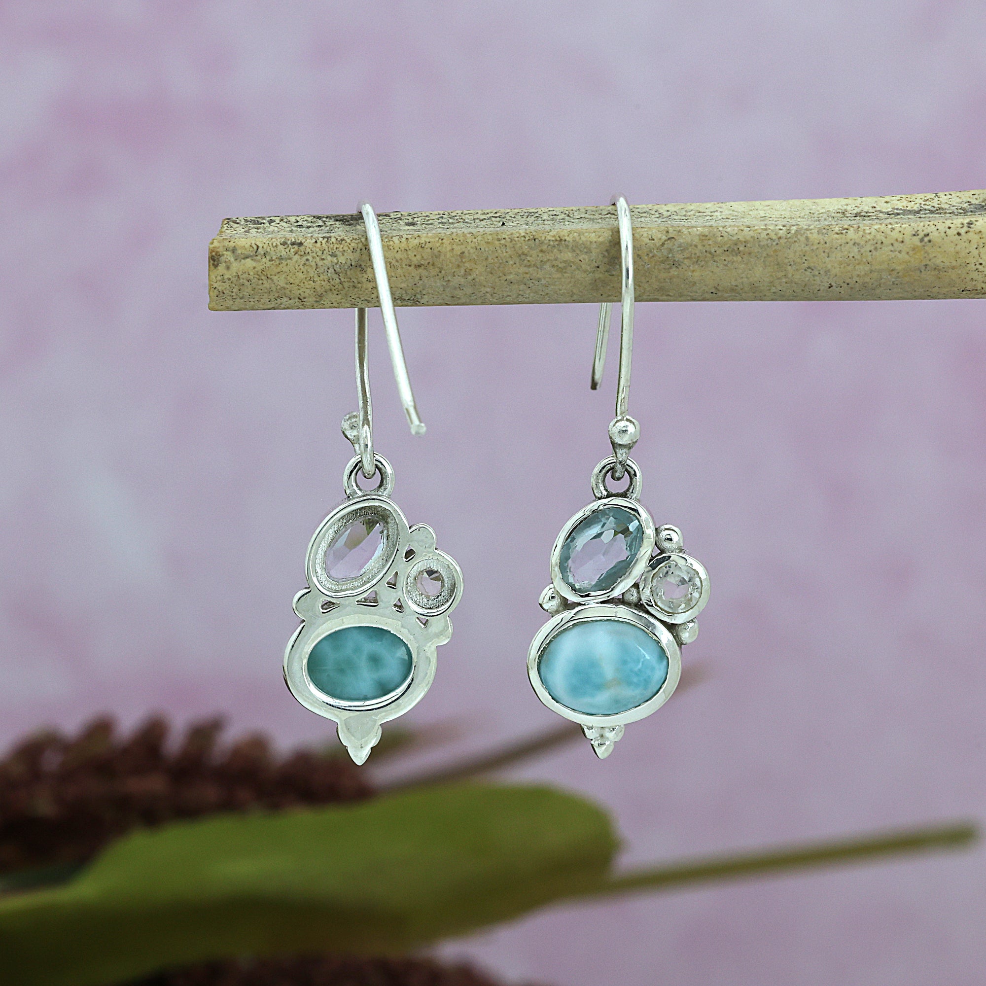 925 Sterling Silver Trio Gemstone Earring